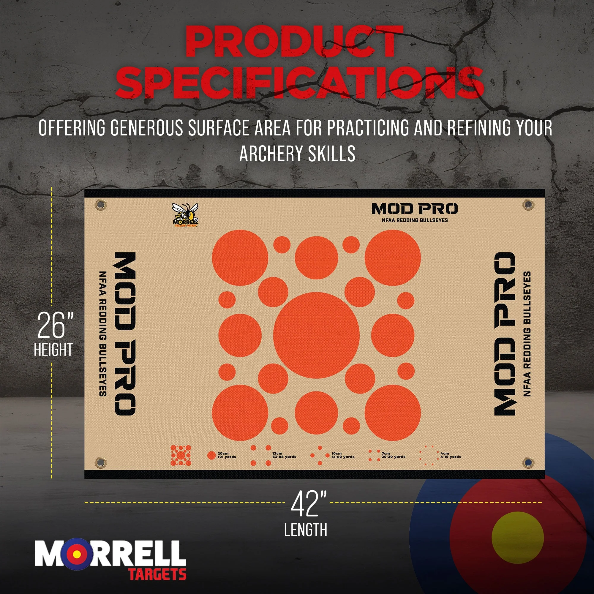 Morrell Yellow Jacket MOD Pro Redding NFAA Bullseyes Wrap w/ Hook & Loop, 4 Pack - Image 3