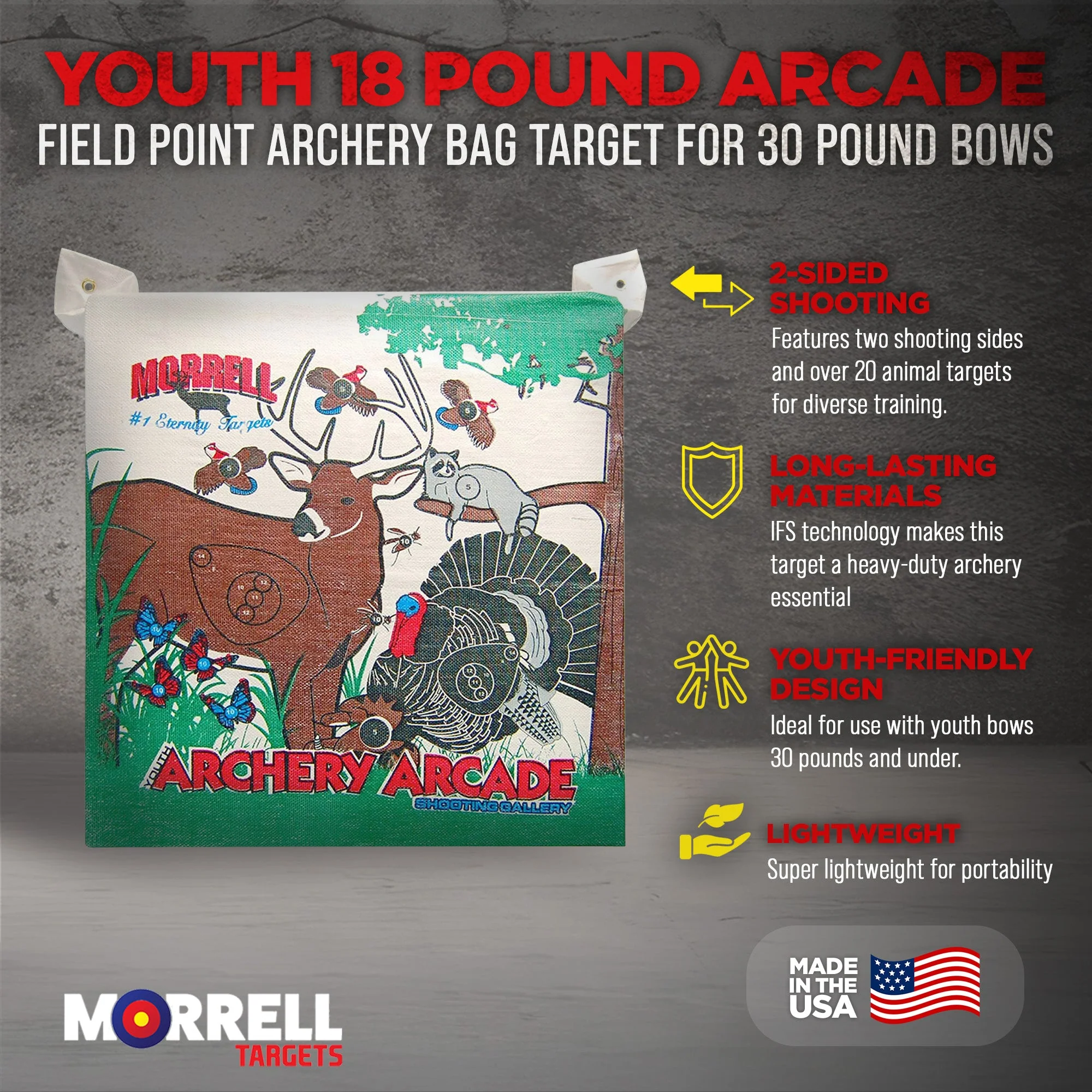 Morrell Youth 18lb Arcade Field Point Archery Bag Target for 30lb Bows, 3 Pack - Image 4