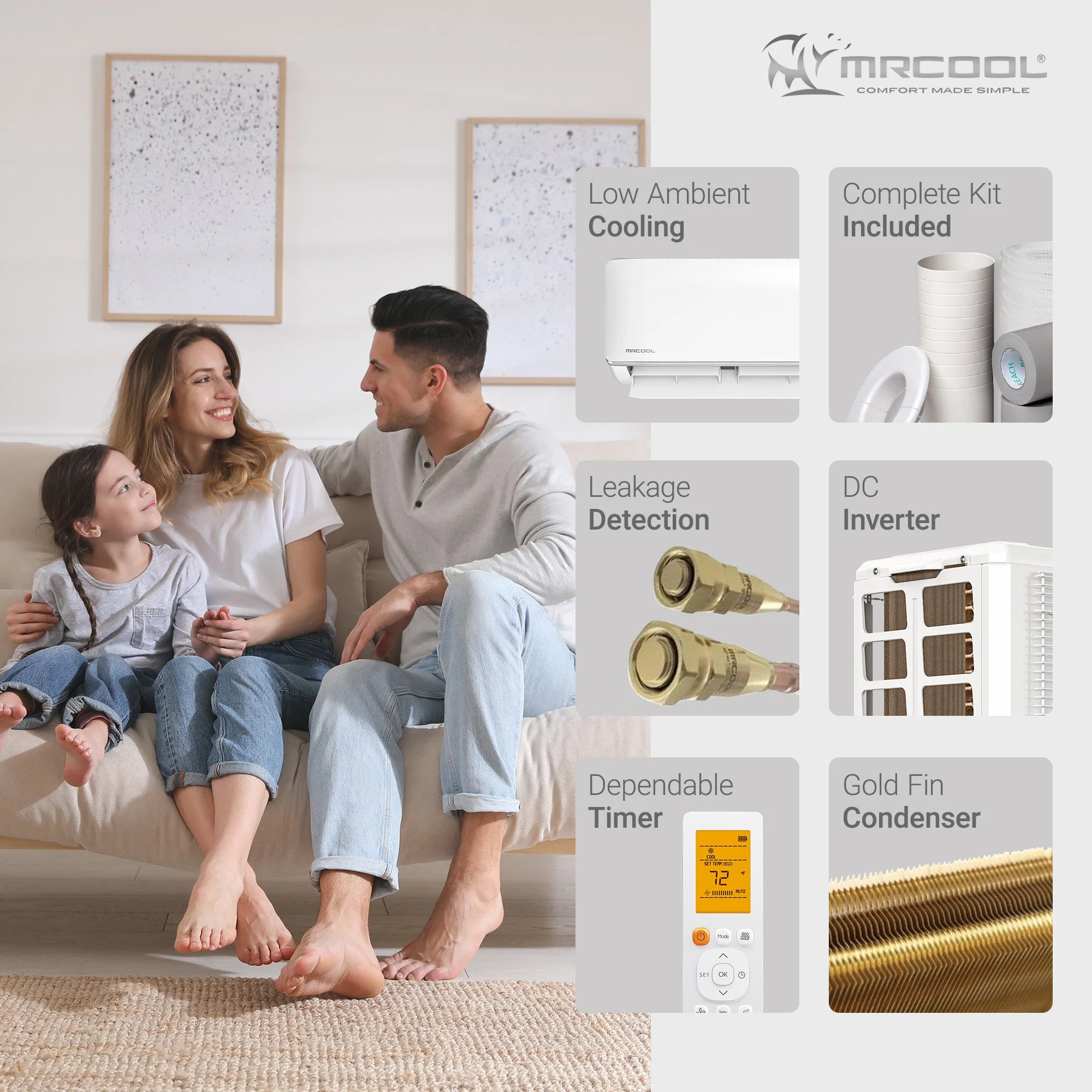 MRCOOL Advantage 12,000 BTU Ductless Inverter Wall Mount Heat Pump System, White - Image 4