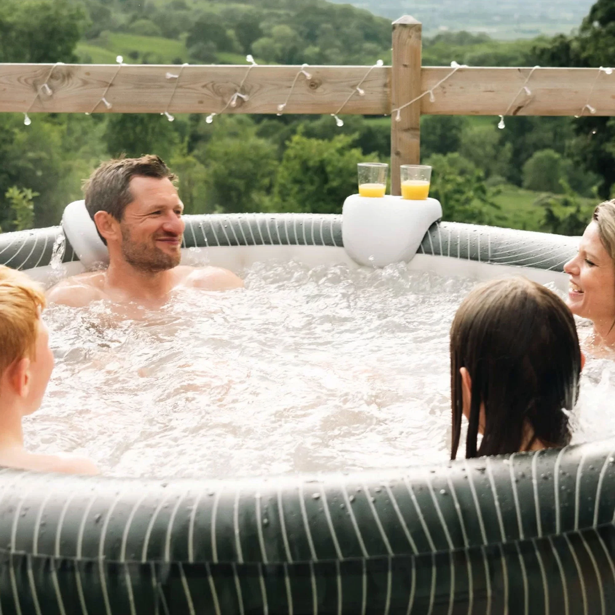 MSpa Round Inflatable Bubble Spa, 4 to 6 Person Hot Tub with LED Lights, Meteor - Image 7