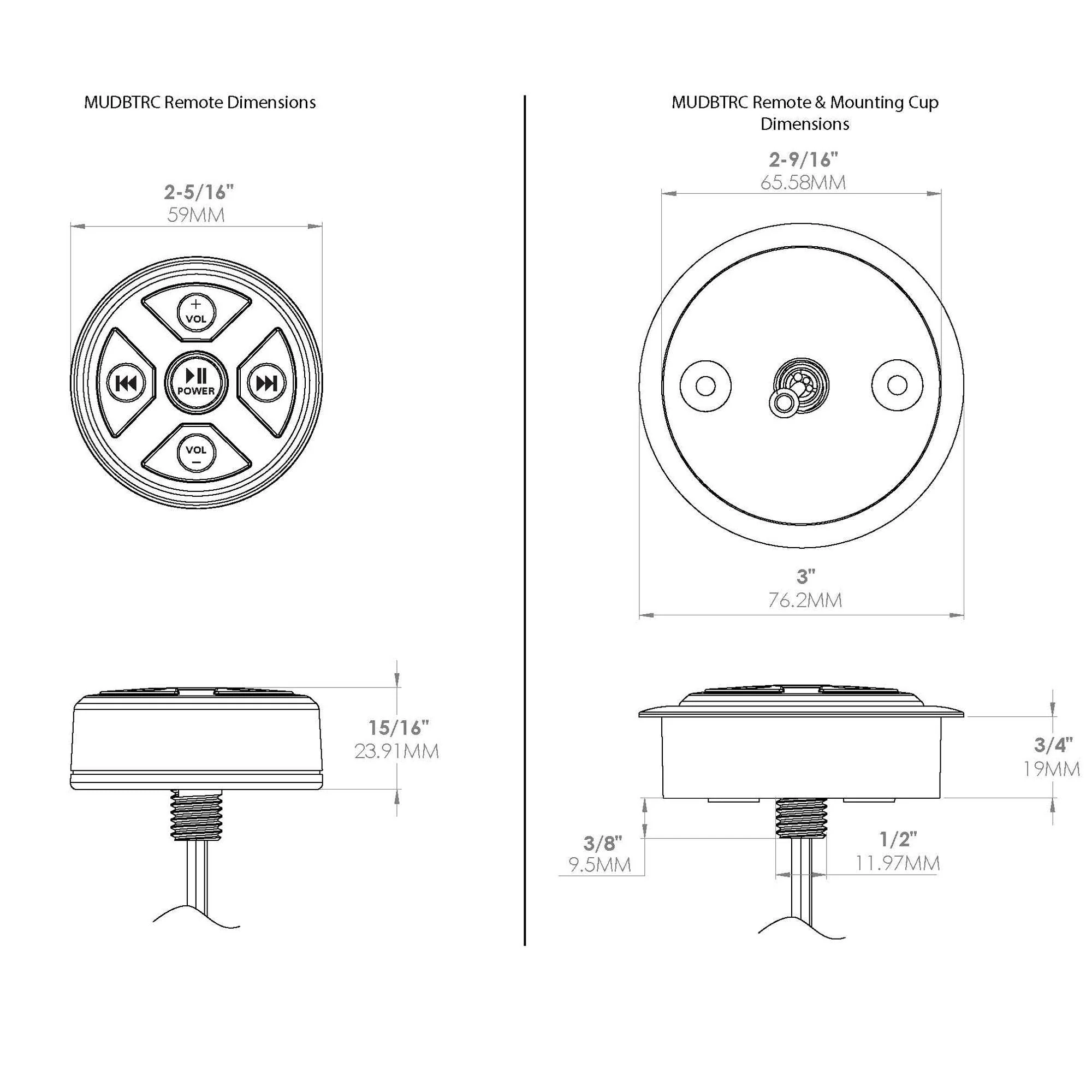 MTX MUDBTRC Universal Boat Motorcycle Bluetooth Audio Receiver & Remote Control - Image 5