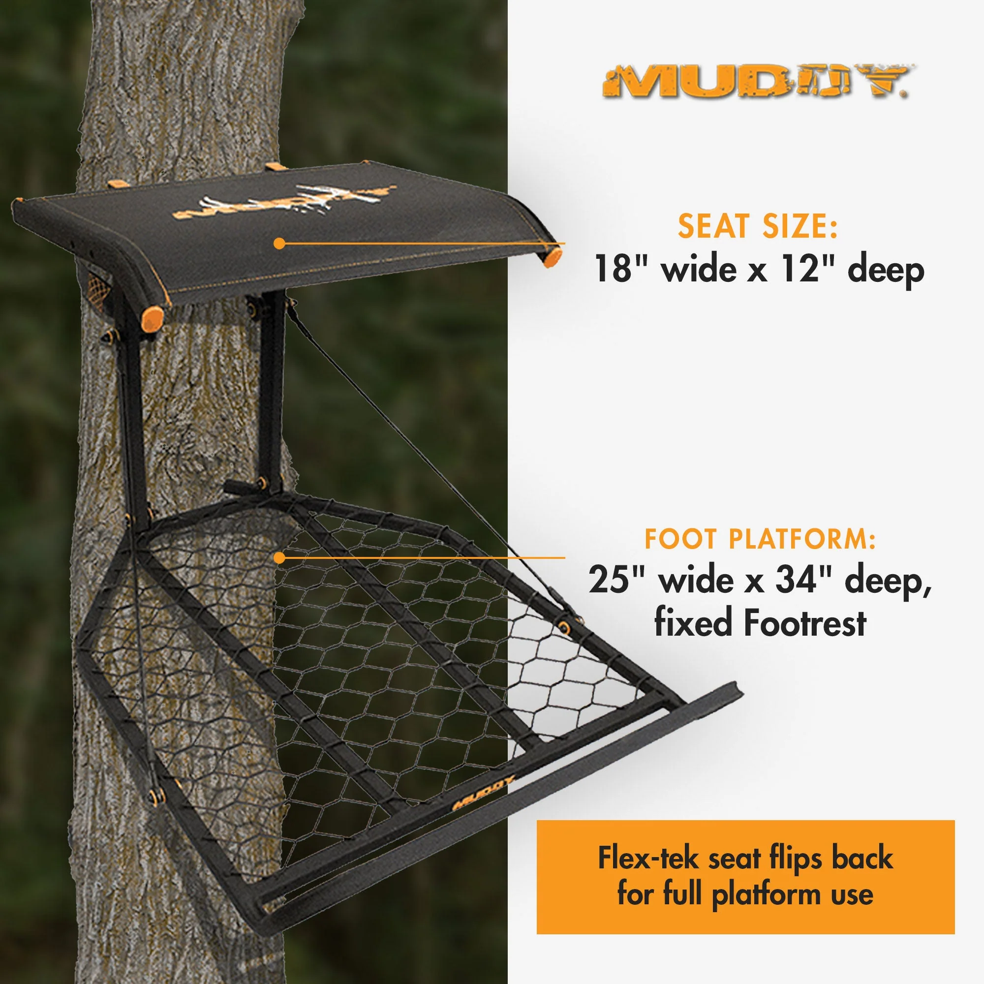 Muddy The Boss XL Wide Stance Hang On 1 Person Deer Hunting Tree Stand (2 Pack) - Image 3