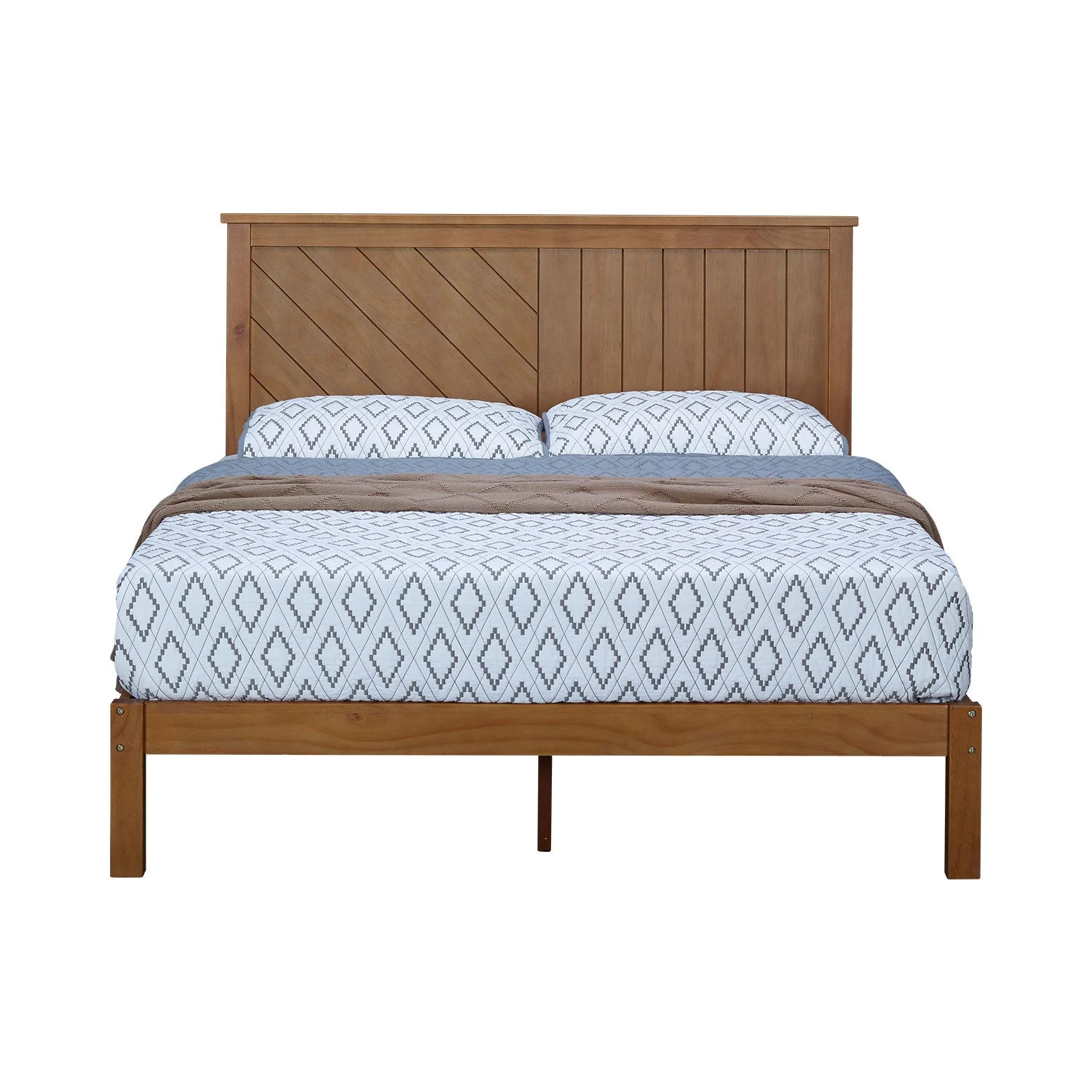 MUSEHOMEINC 12 Inch Teak Solid Wood Platform Bed Frame with Wooden Slats, Full - Image 5