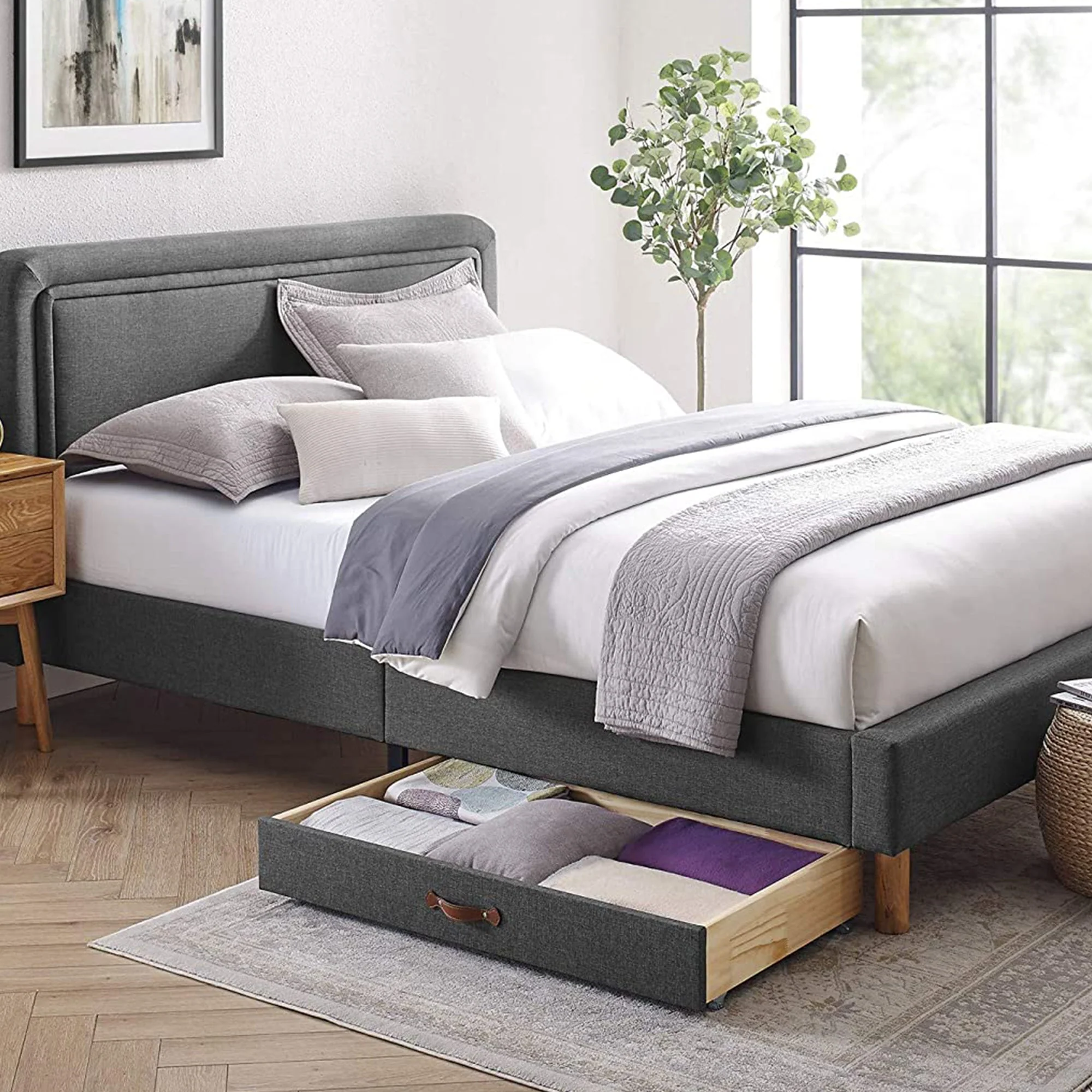 MUSEHOMEINC BD1002NS Upholstered Underbed Storage Trundle Organizer, Full/Twin - Image 7