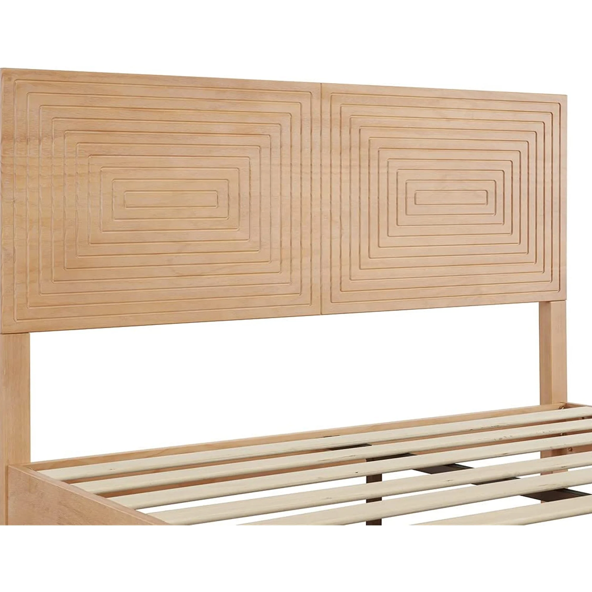 MUSEHOMEINC Solid Wood Mid Century Modern Rustic Platform Bed Frame, Pine, King - Image 2