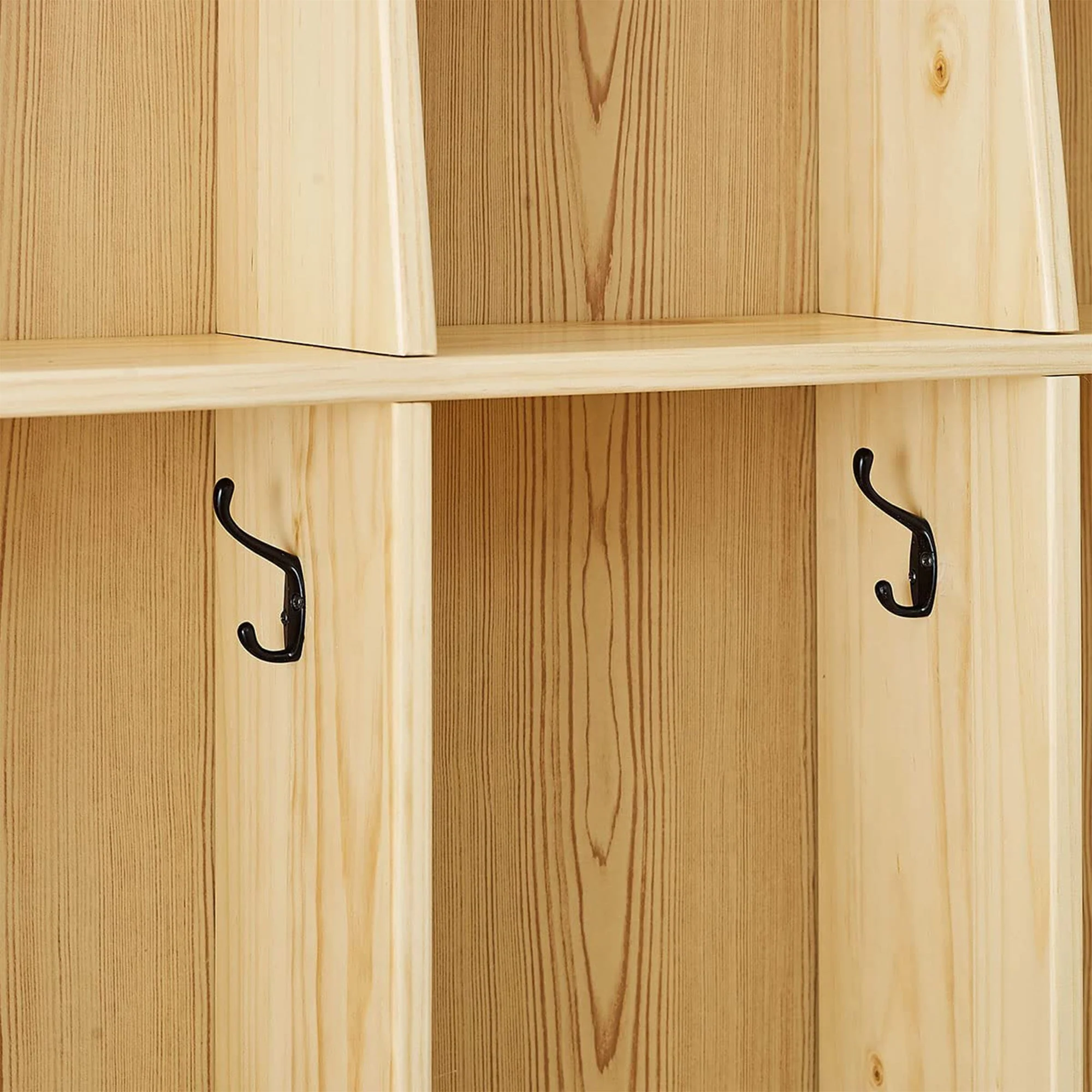 MUSHOMEINC 5-Section Classroom Coat Locker and Backpack Cubicle, Natural Pine - Image 2