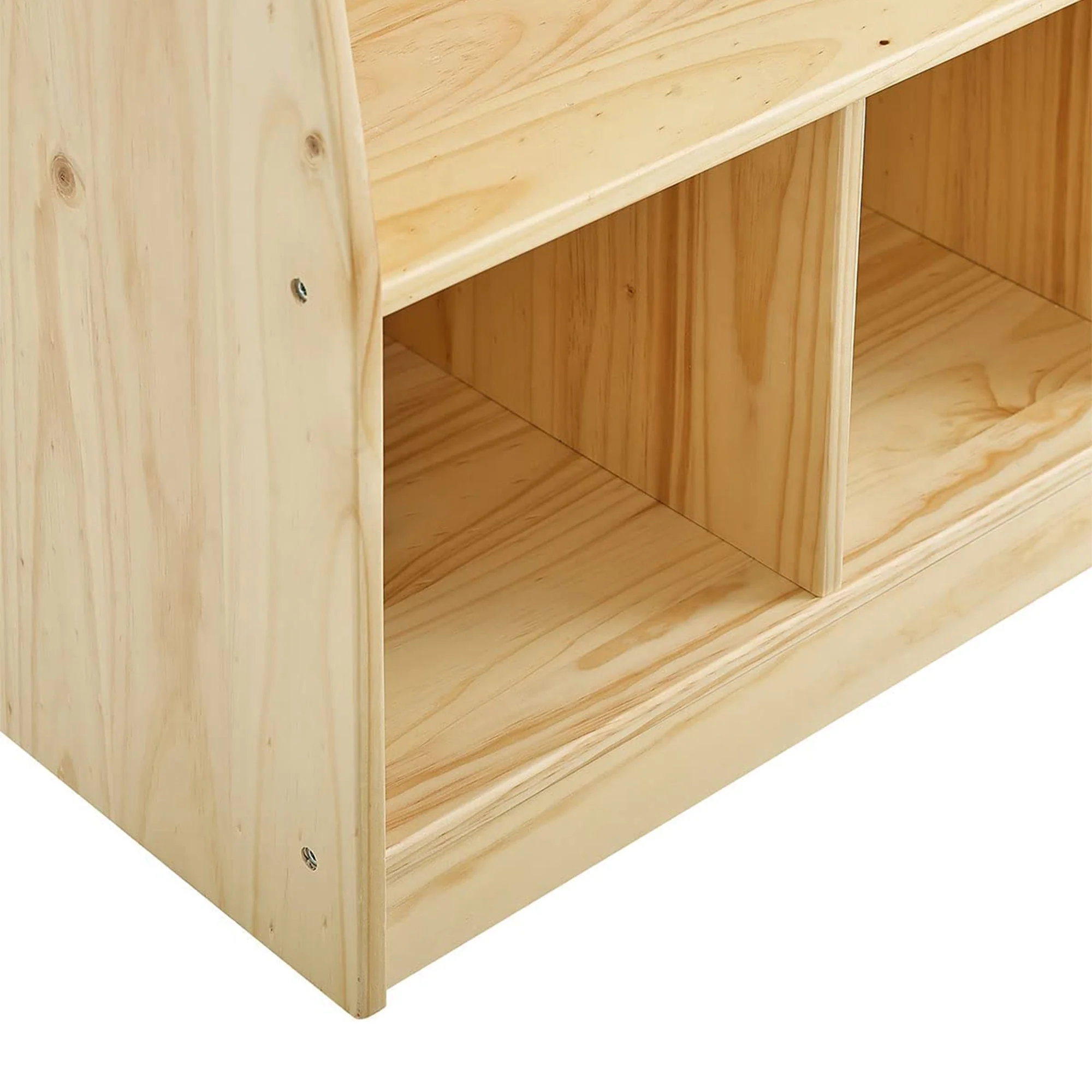 MUSHOMEINC 5-Section Classroom Coat Locker and Backpack Cubicle, Natural Pine - Image 3