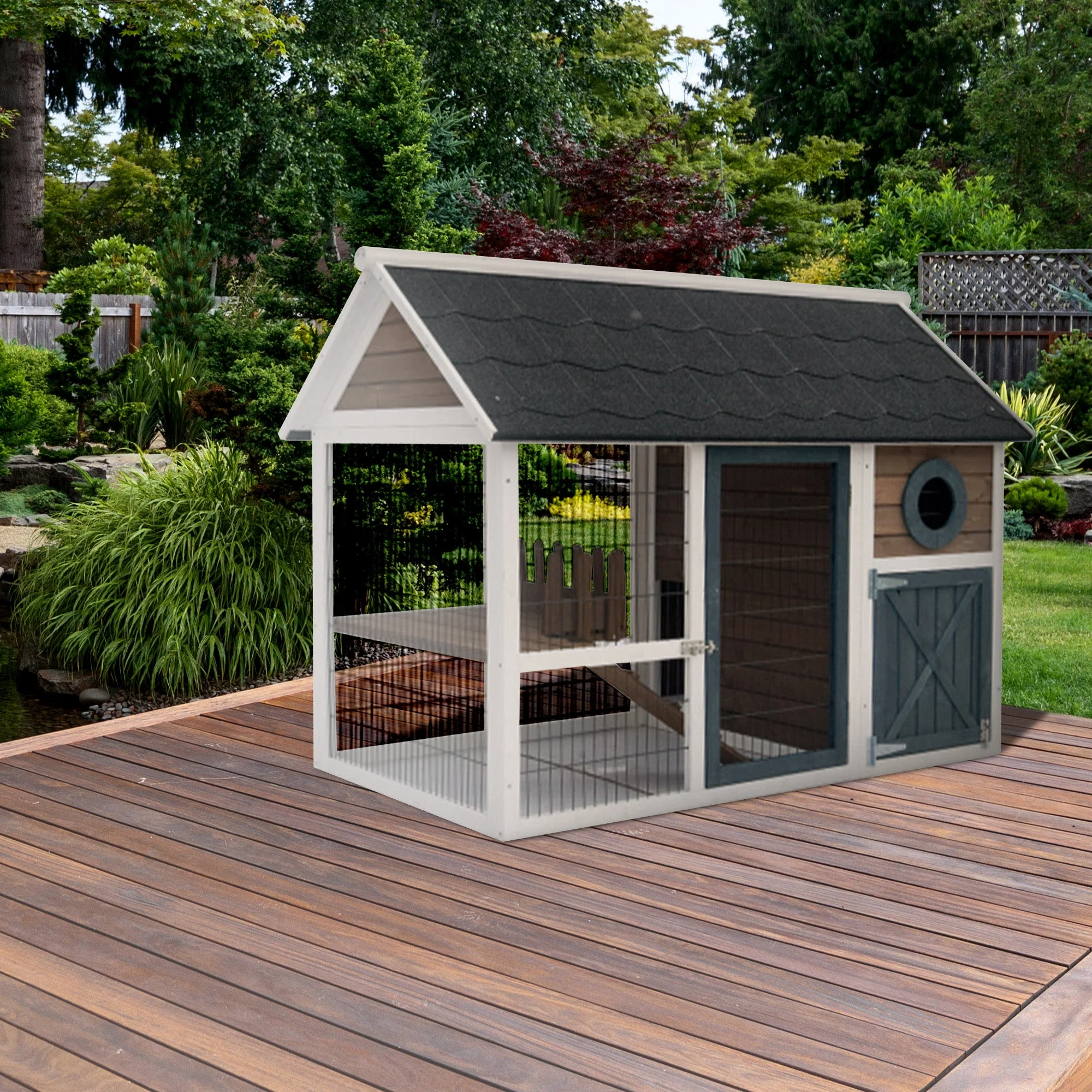 My Backyard Farm 2 Story Design Hutch Bunny Barn with Pull Out Cleaning Tray - Image 5