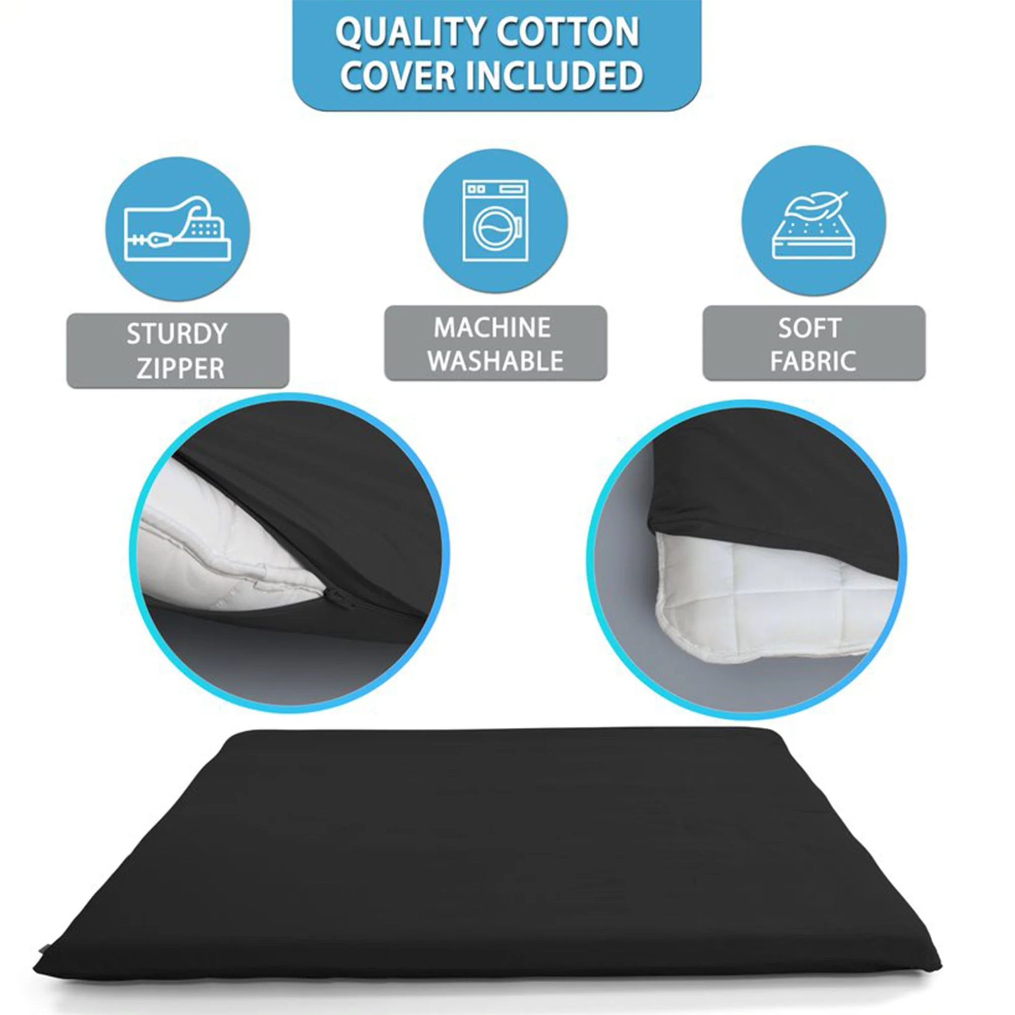 Native Nest Japanese Futon Floor Mattress, Foldable Shikibuton Bed, Queen, Black - Image 4
