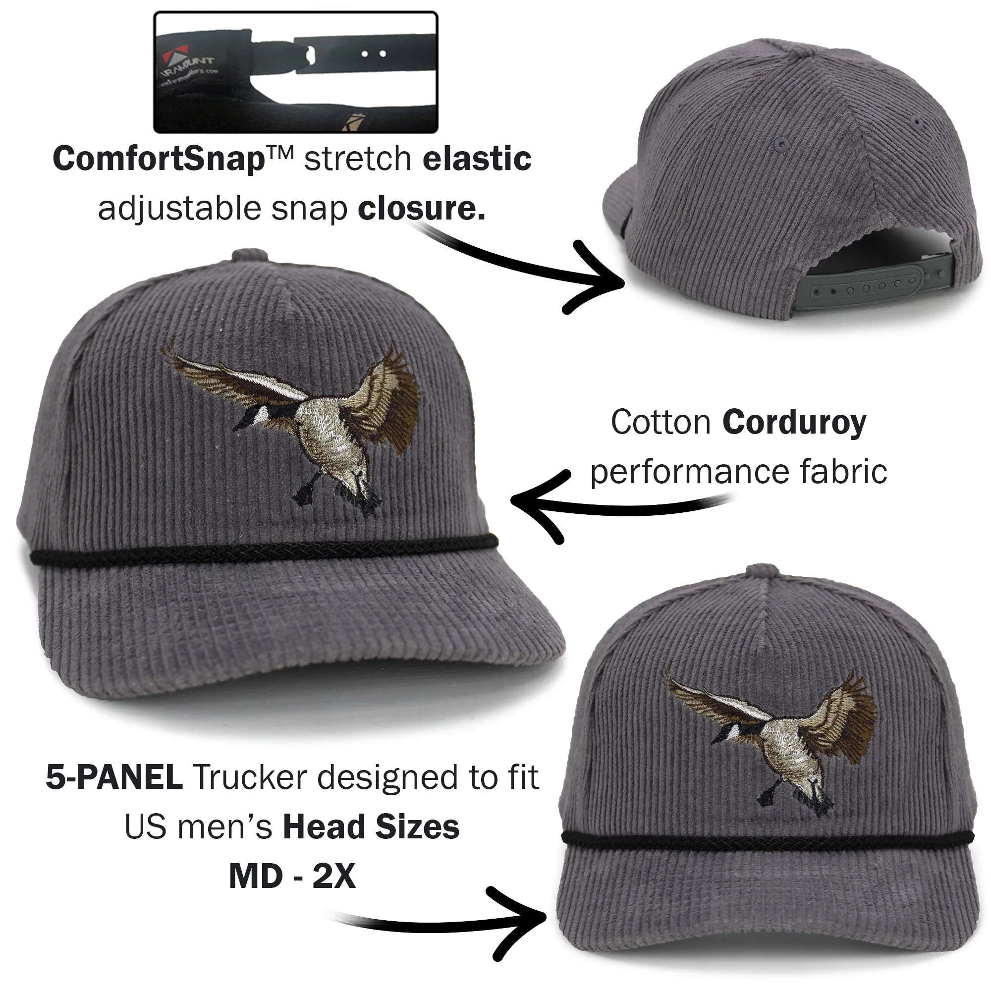 New Canadian Goose Corduroy 5-Panel Rope Cap - Image 6