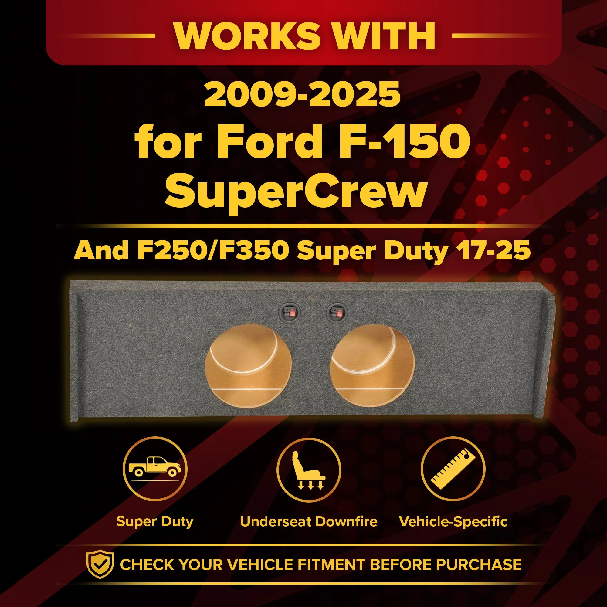 QPower Dual 12" Sub Box - Ford F150 SuperCrew 09-26, F250/F350 Super Duty 17-26 - Image 2