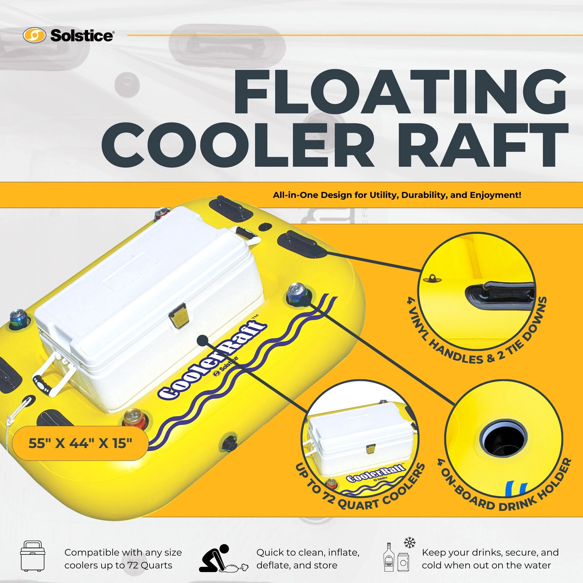 New Swimline 17075ST Swimming Pool River Rough Cooler Raft Heavy Duty Tube Float - Image 2
