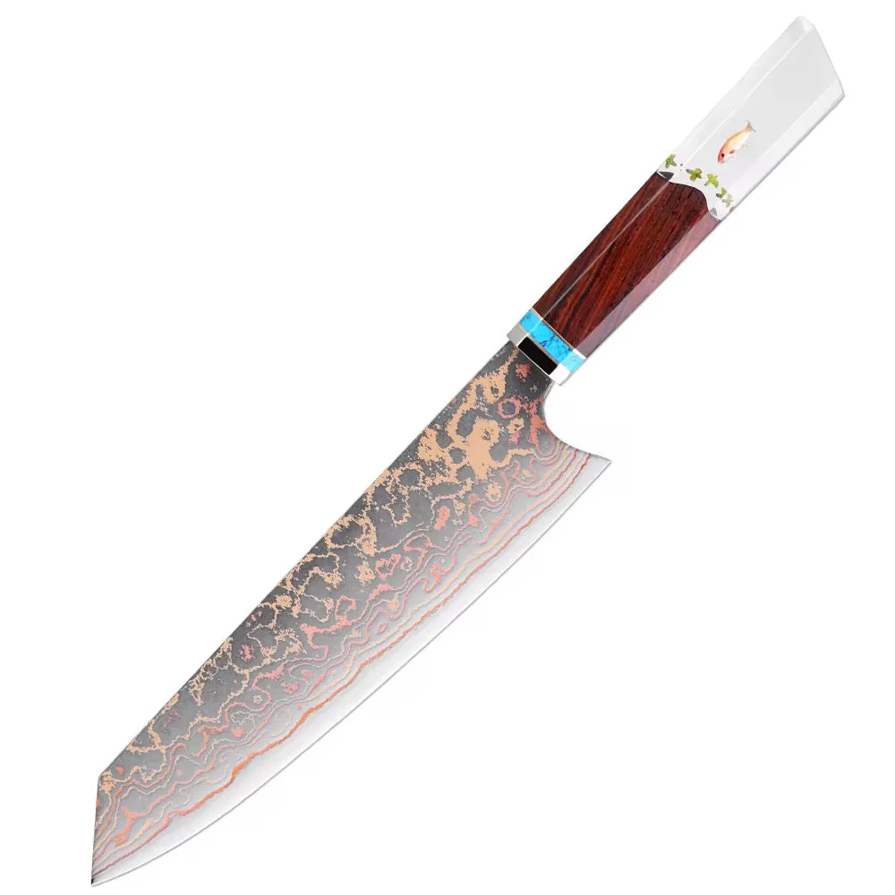 Noble Cobalt Damascus Chef Knife Handle