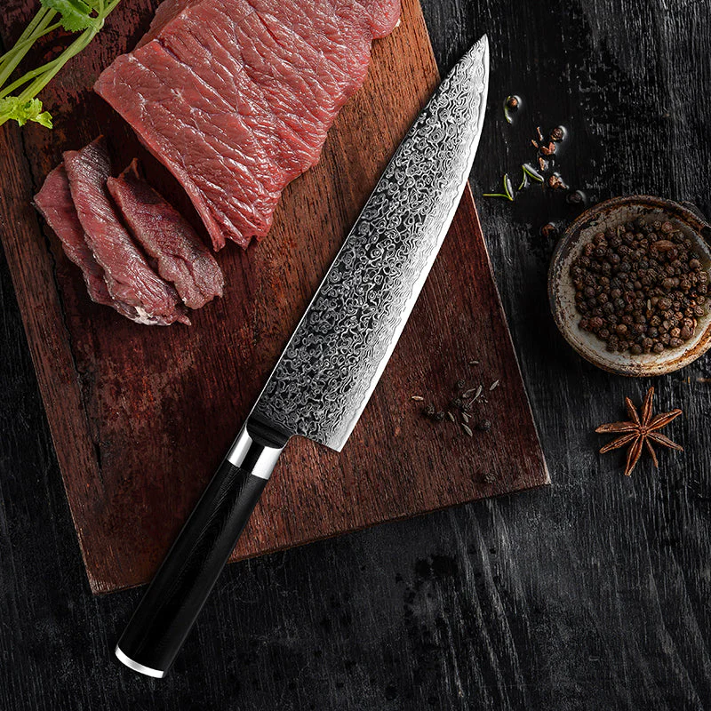 Noir 7-Piece VG10 Damascus Knife Set with Black G10 Handle - Image 4