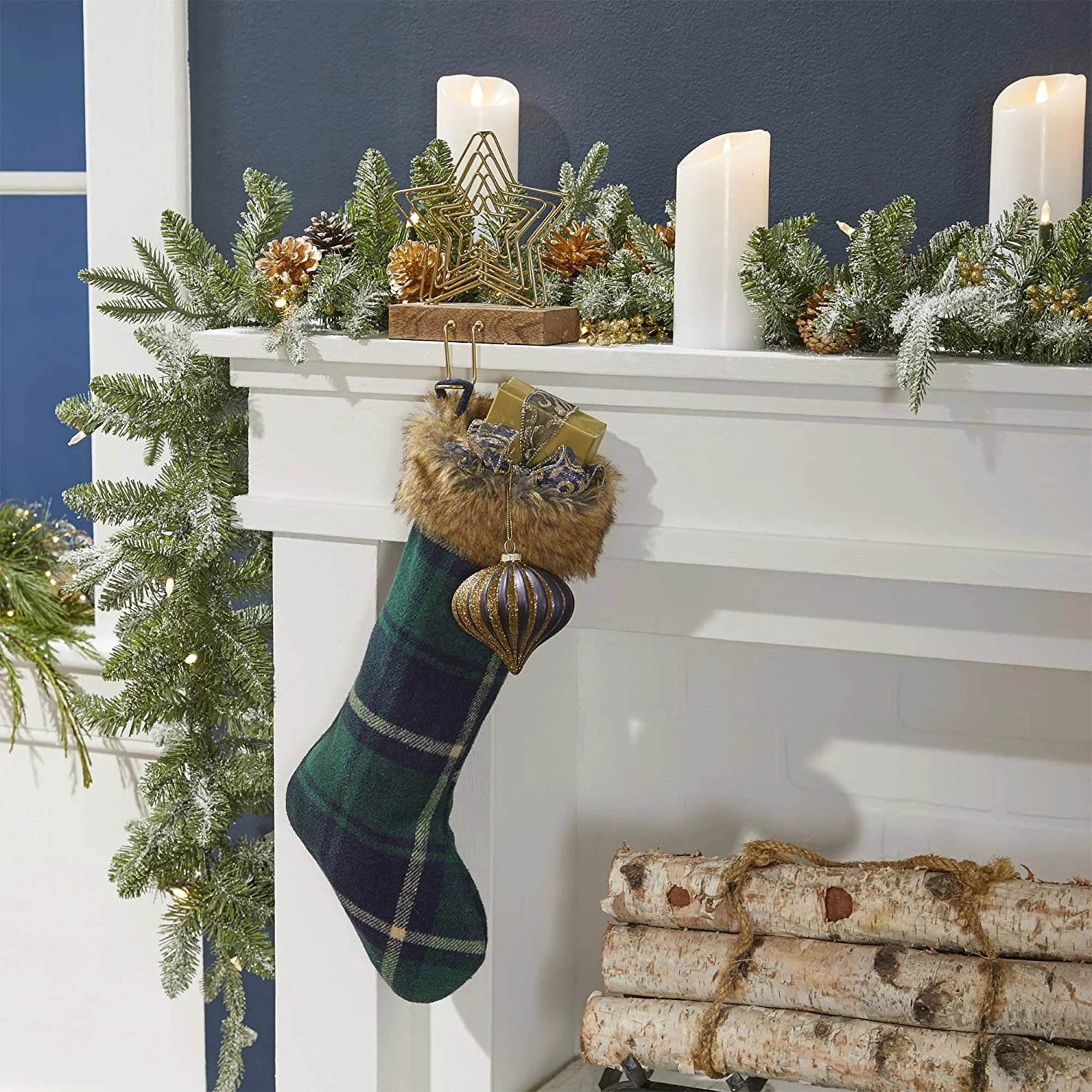 NOMA Snow Dusted Pre Lit Artificial Christmas Wreath with 9 Foot Frosted Garland - Image 8