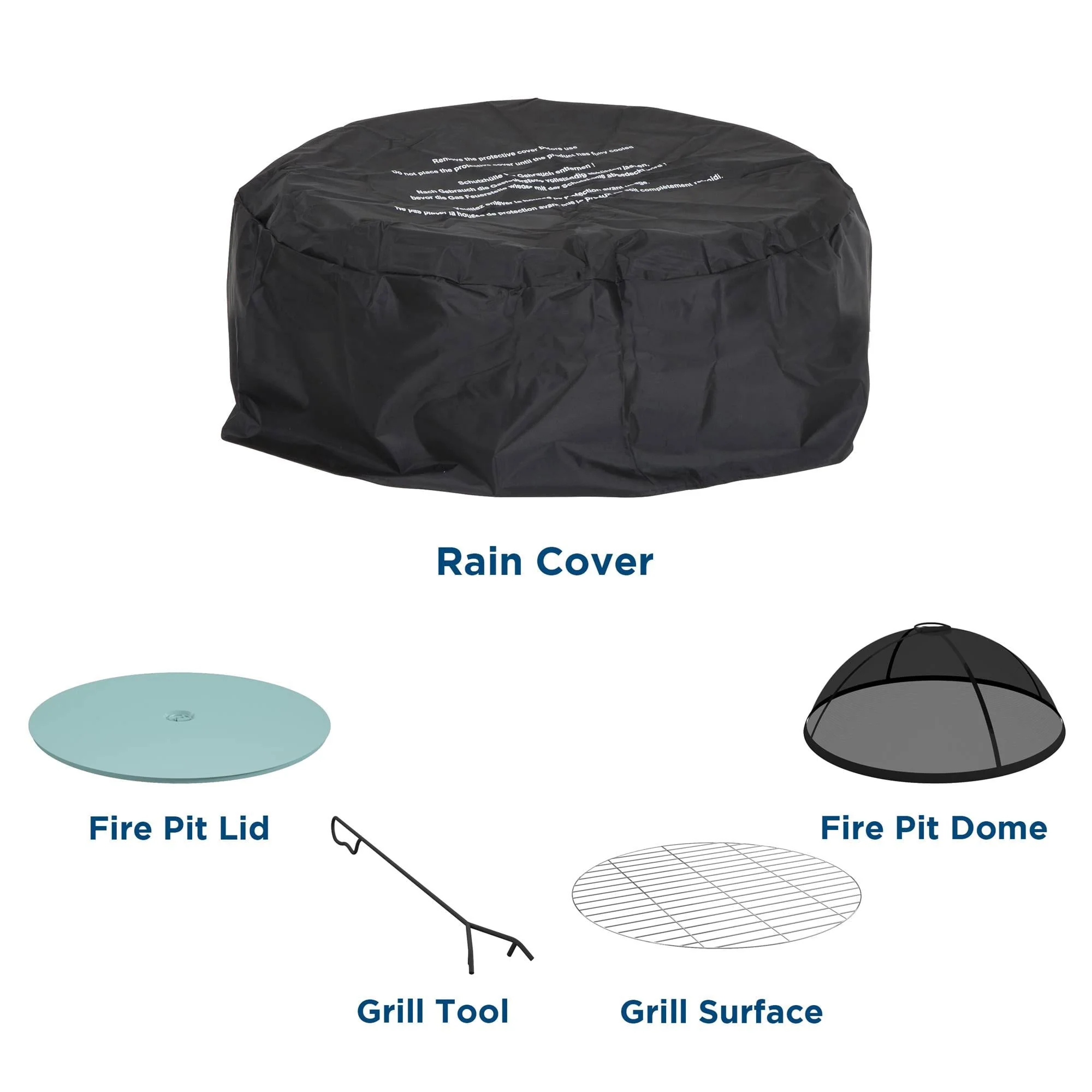 Novogratz Asher 27 Inch Wood Burning Fire Pit with Grilling Surface, Aqua Haze - Image 4