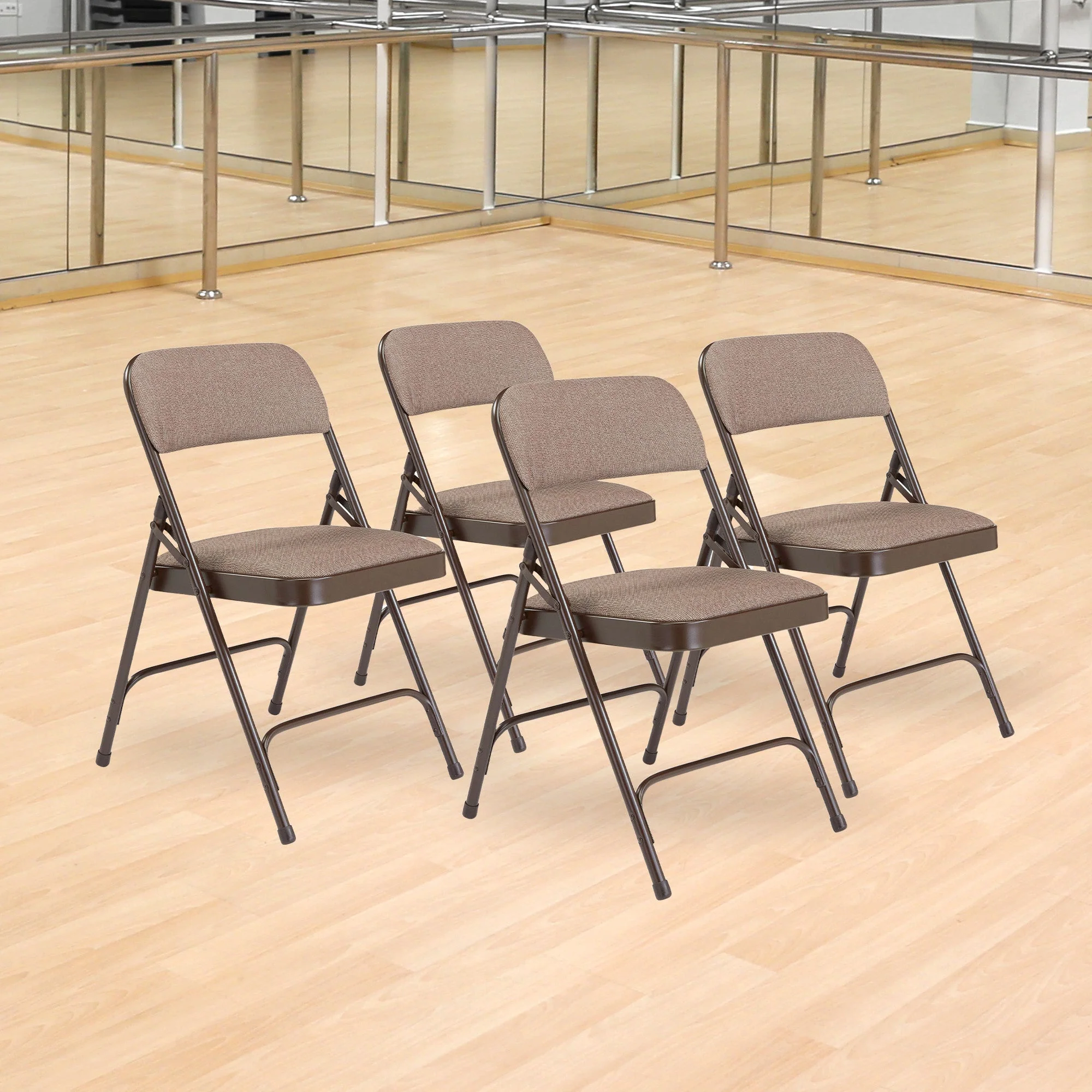 NPS 2200 Series 2" Cushion Fabric Upholstered Folding Chair, Walnut, 4 Pack - Image 4