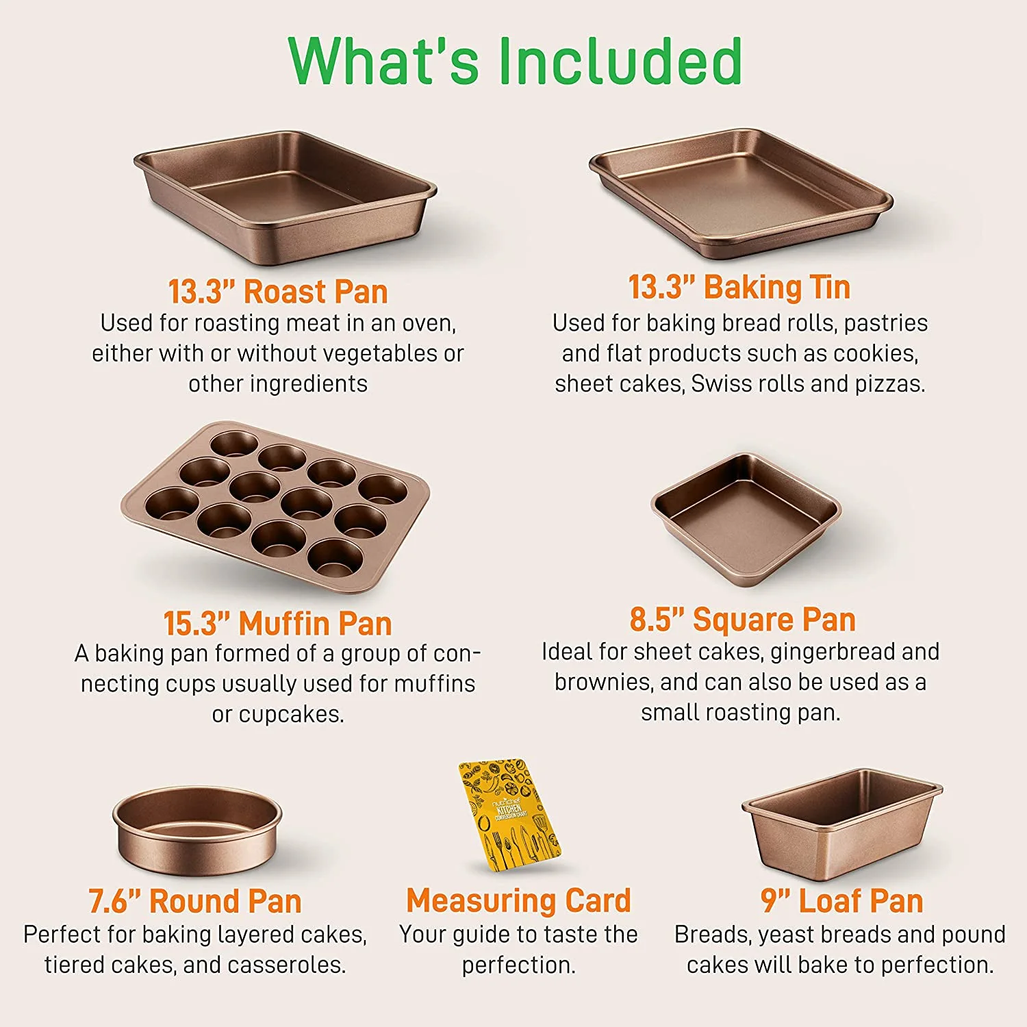 NutriChef 20 Piece Nonstick Kitchen Cookware Pots & Pans Set, Bronze (4 Pack) - Image 4