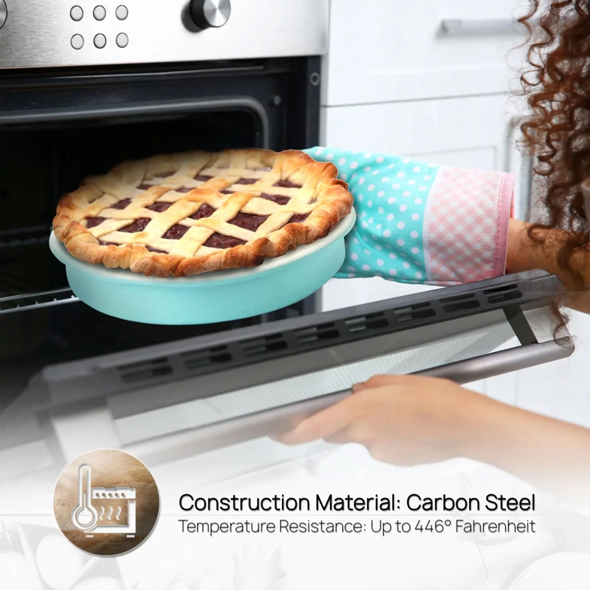 NutriChef 6 Piece Non Stick Kitchen Oven Stackable Ceramic Baking Pan Set, Green - Image 4