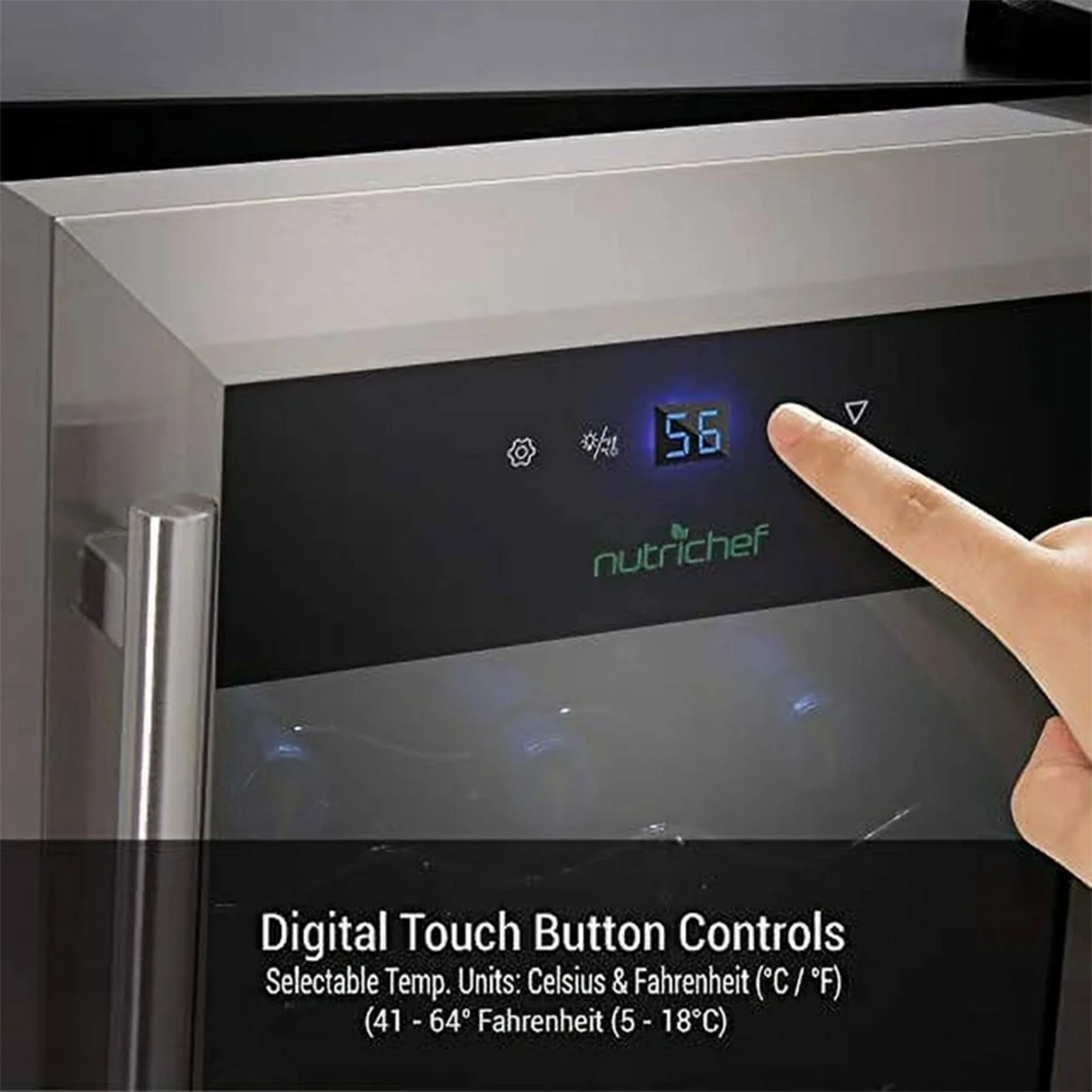 NutriChef Wine Chilling Countertop Cooler w/Digital Control, 15 Bottle Capacity - Image 8