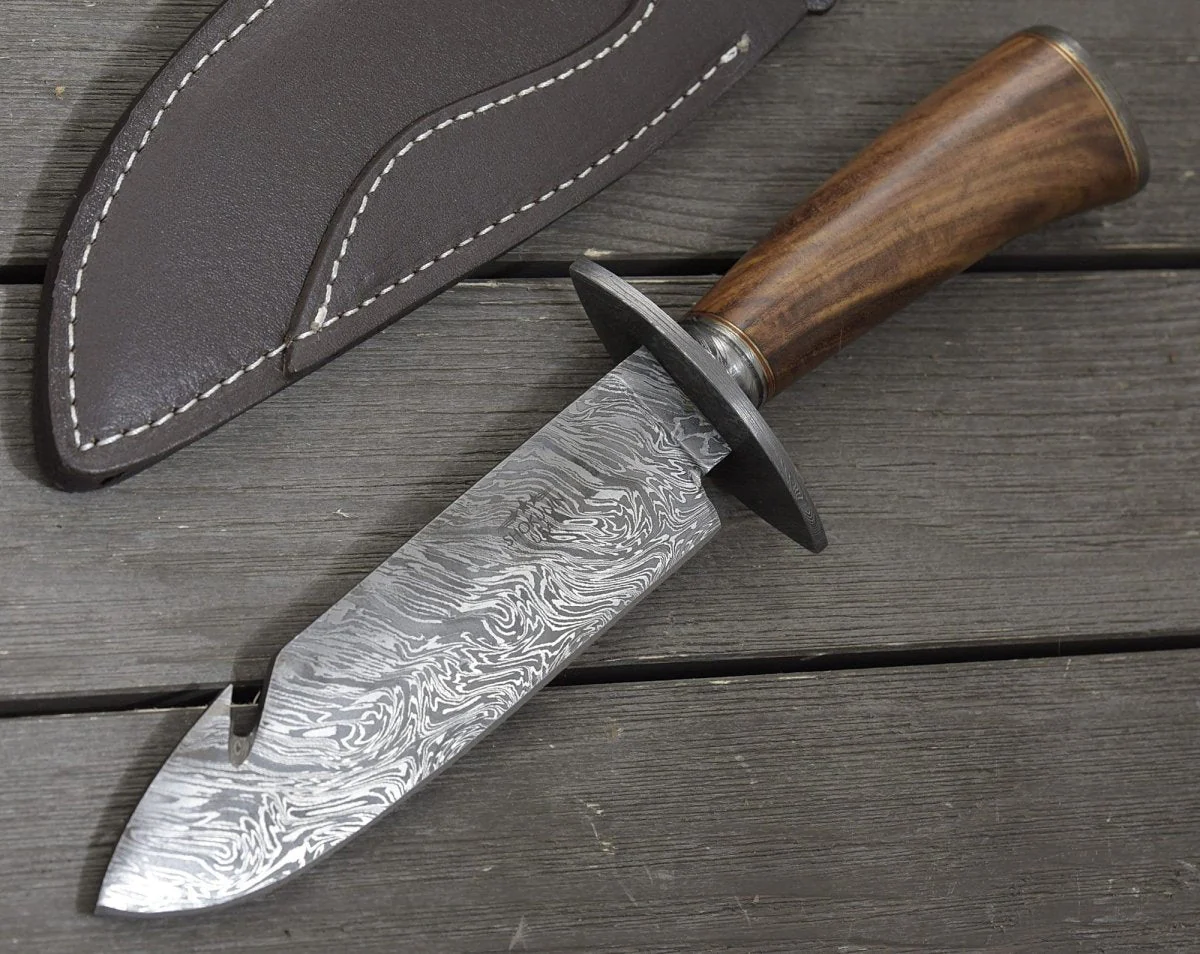 Oblivion Damascus Bowie Knife with Exotic Rosewood Handle - Image 6