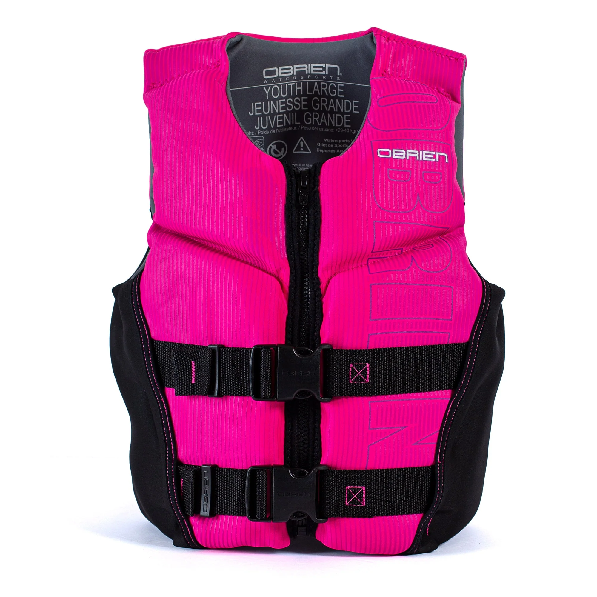 O'Brien Flex V-Back Lightweight Safety Life Jacket, Youth Large, Pink and Black - Image 3