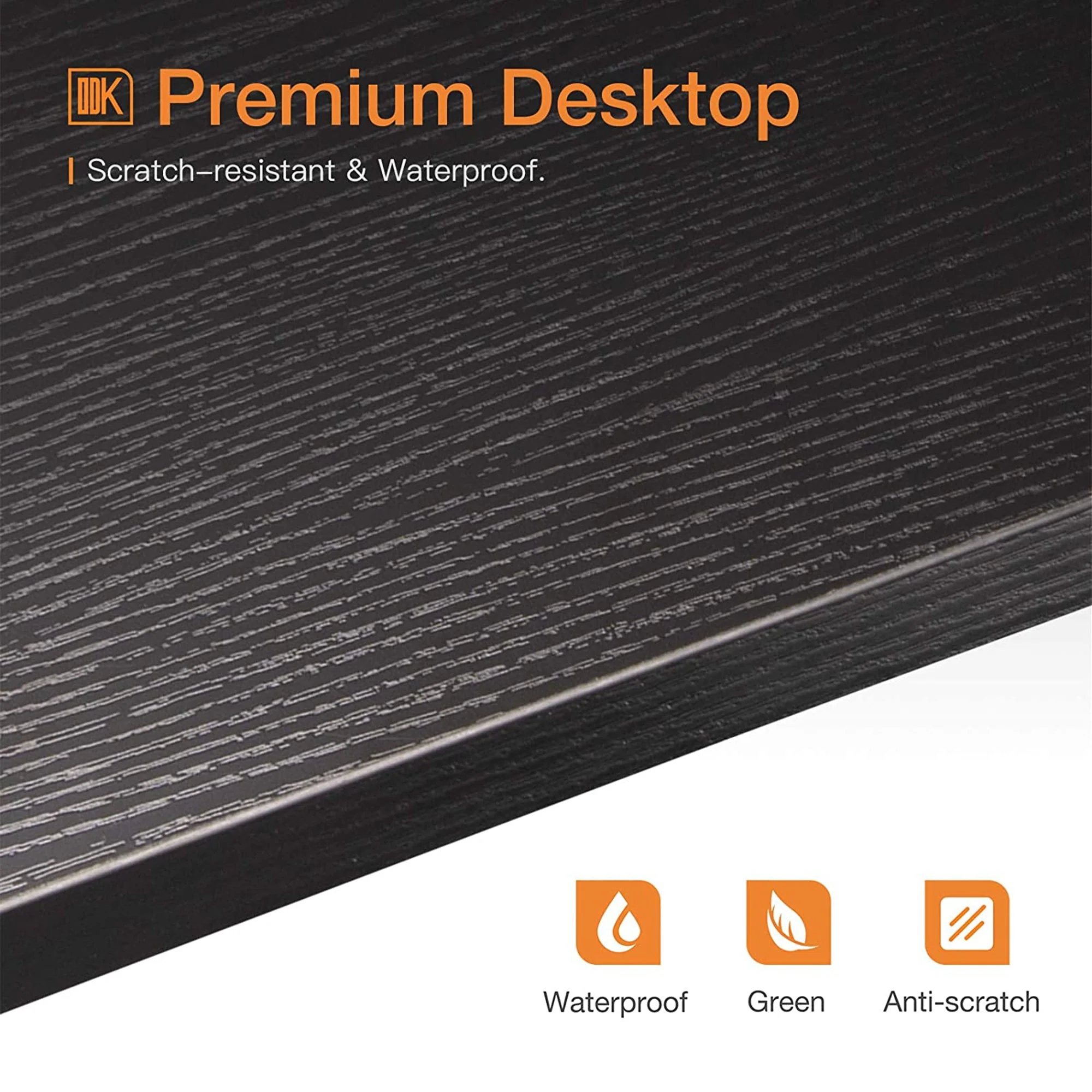 ODK Modern Triangle Corner Computer Writing Desk w/ Raised Monitor Stand, Black - Image 2