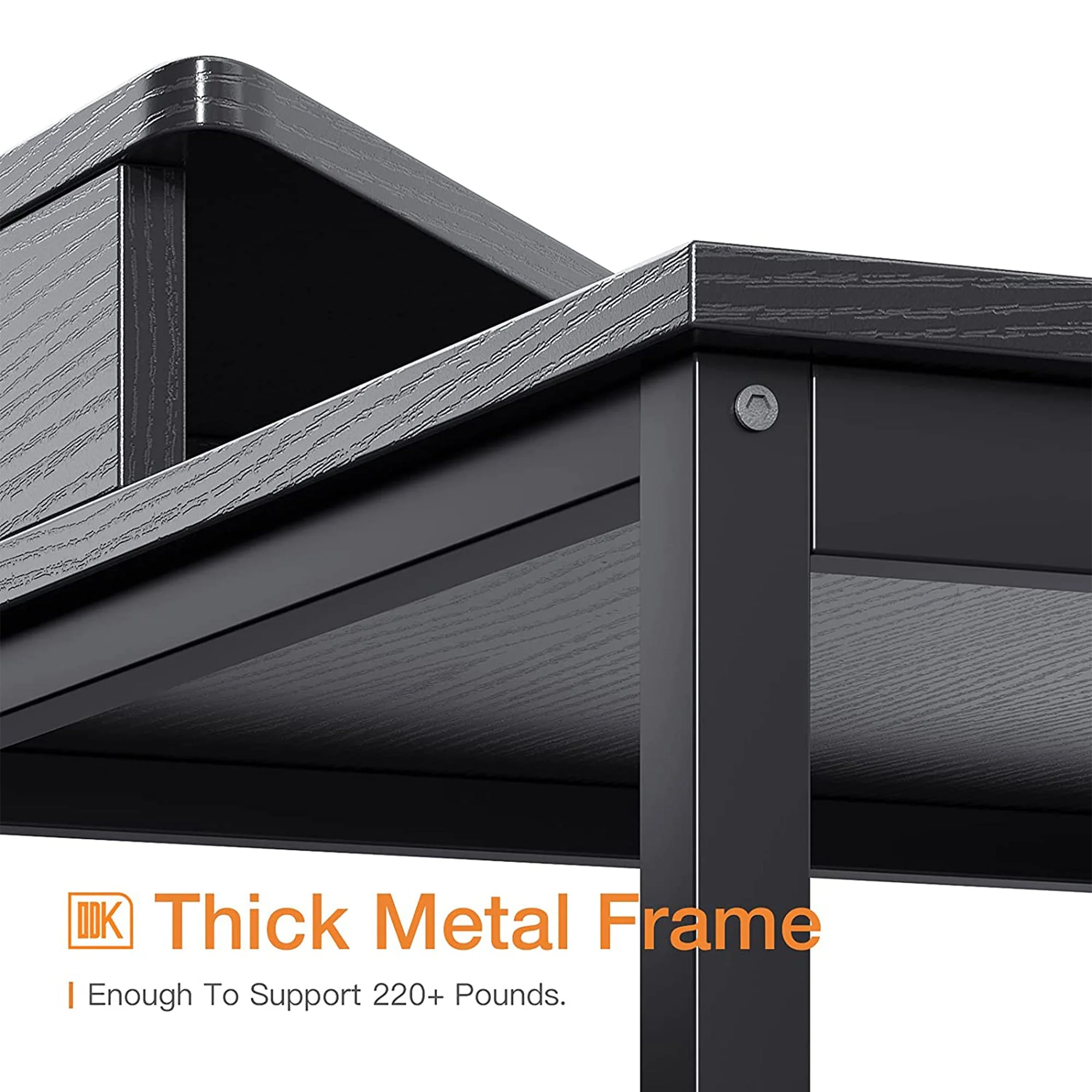 ODK Modern Triangle Corner Computer Writing Desk w/ Raised Monitor Stand, Black - Image 4