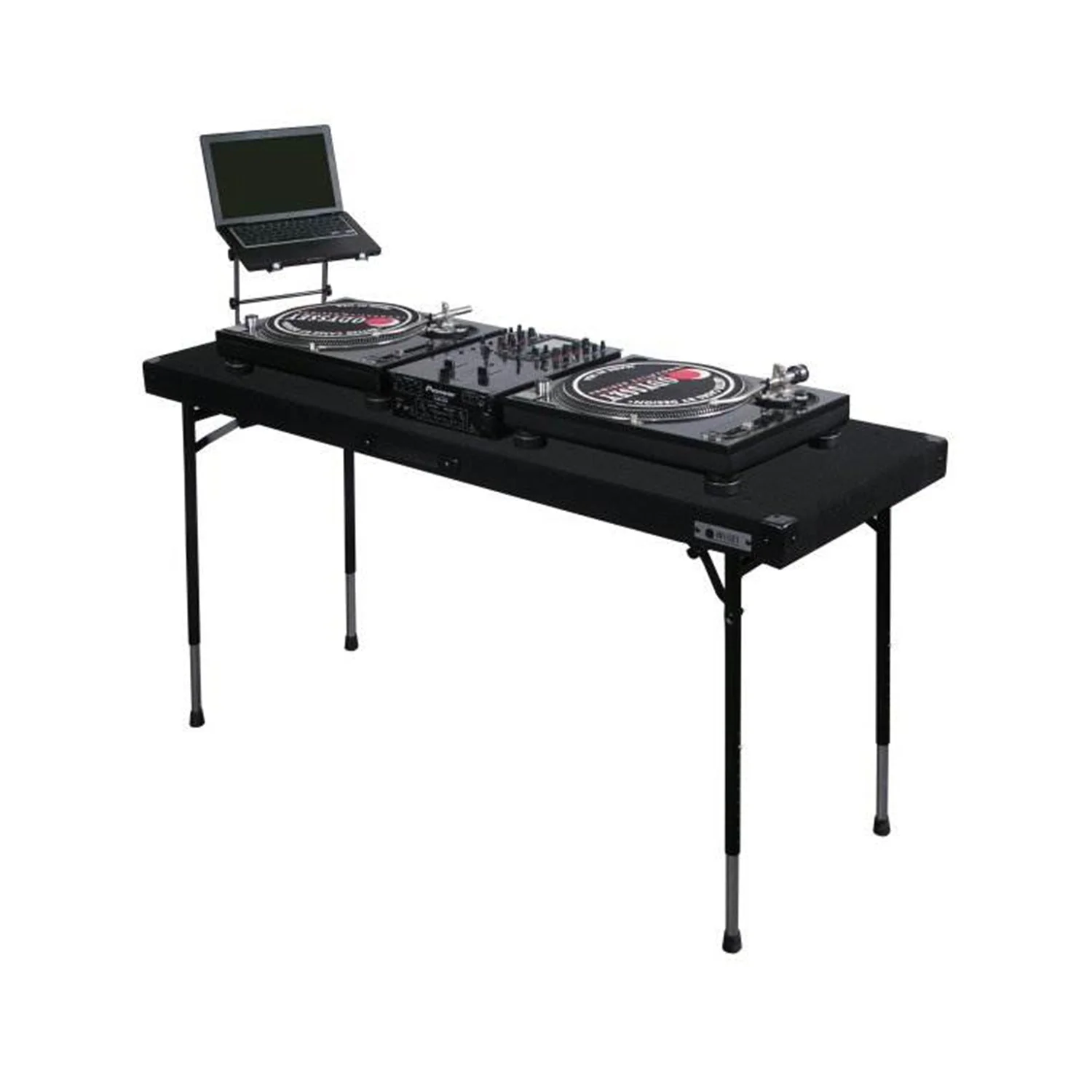 Odyssey 60" x 20" Work Surface Carpet DJ Table with Height Adjusting Legs, Black - Image 3
