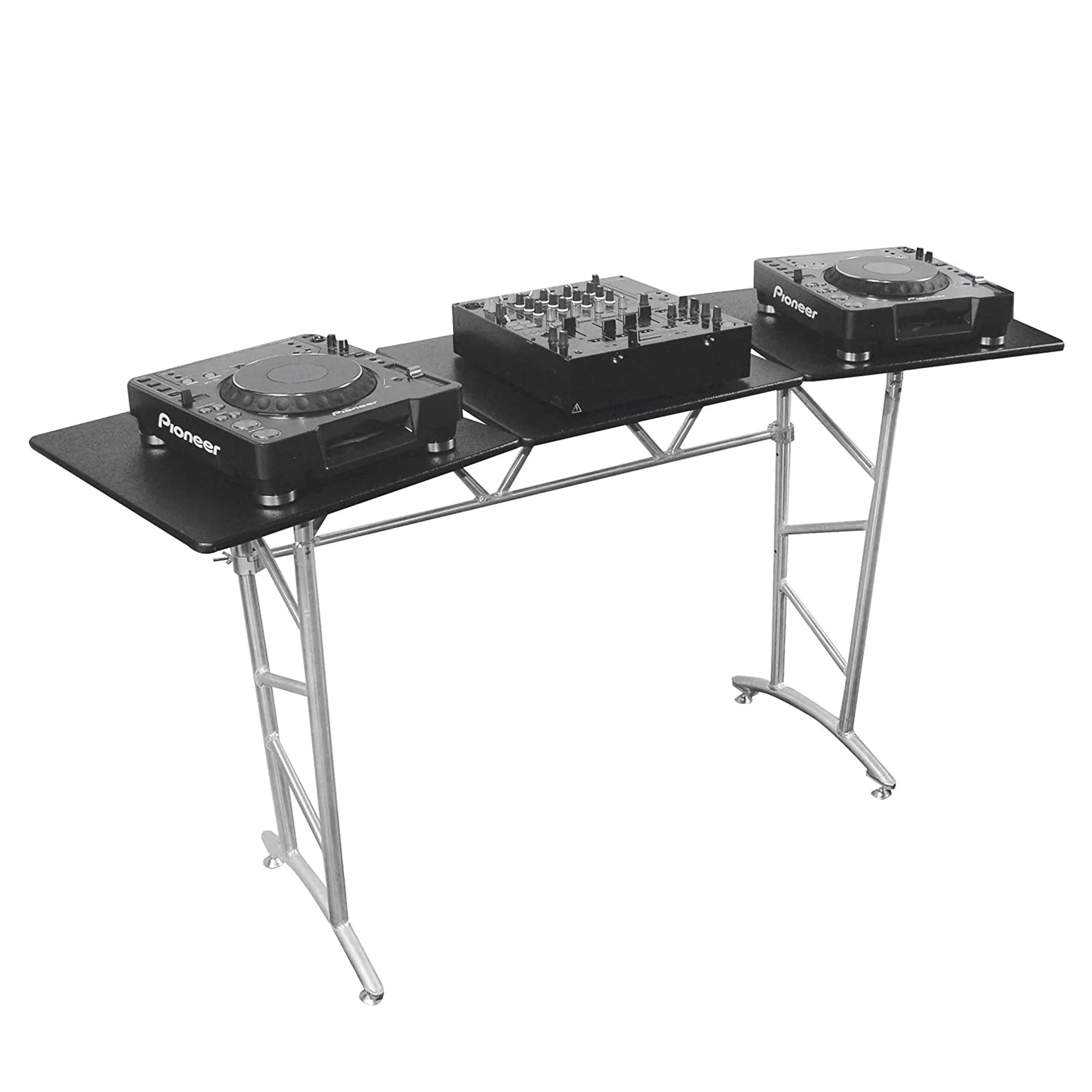 Odyssey ATT2 Adjustable Folding Aluminum DJ Table, Swiveling Platforms, Black - Image 2