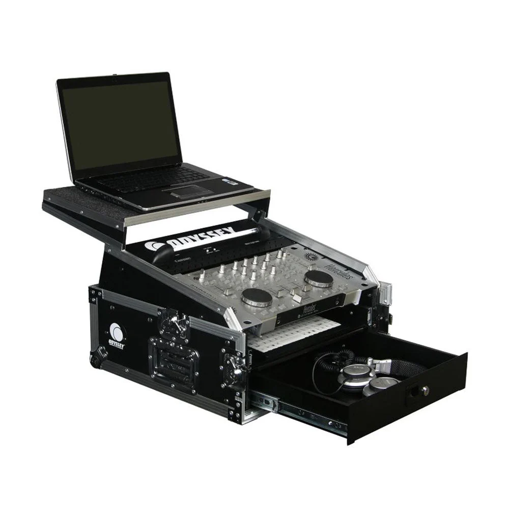 Odyssey DJ Flight Glide Style Combo Rack Case with 10U Top Slat and 2U Vertical - Image 2