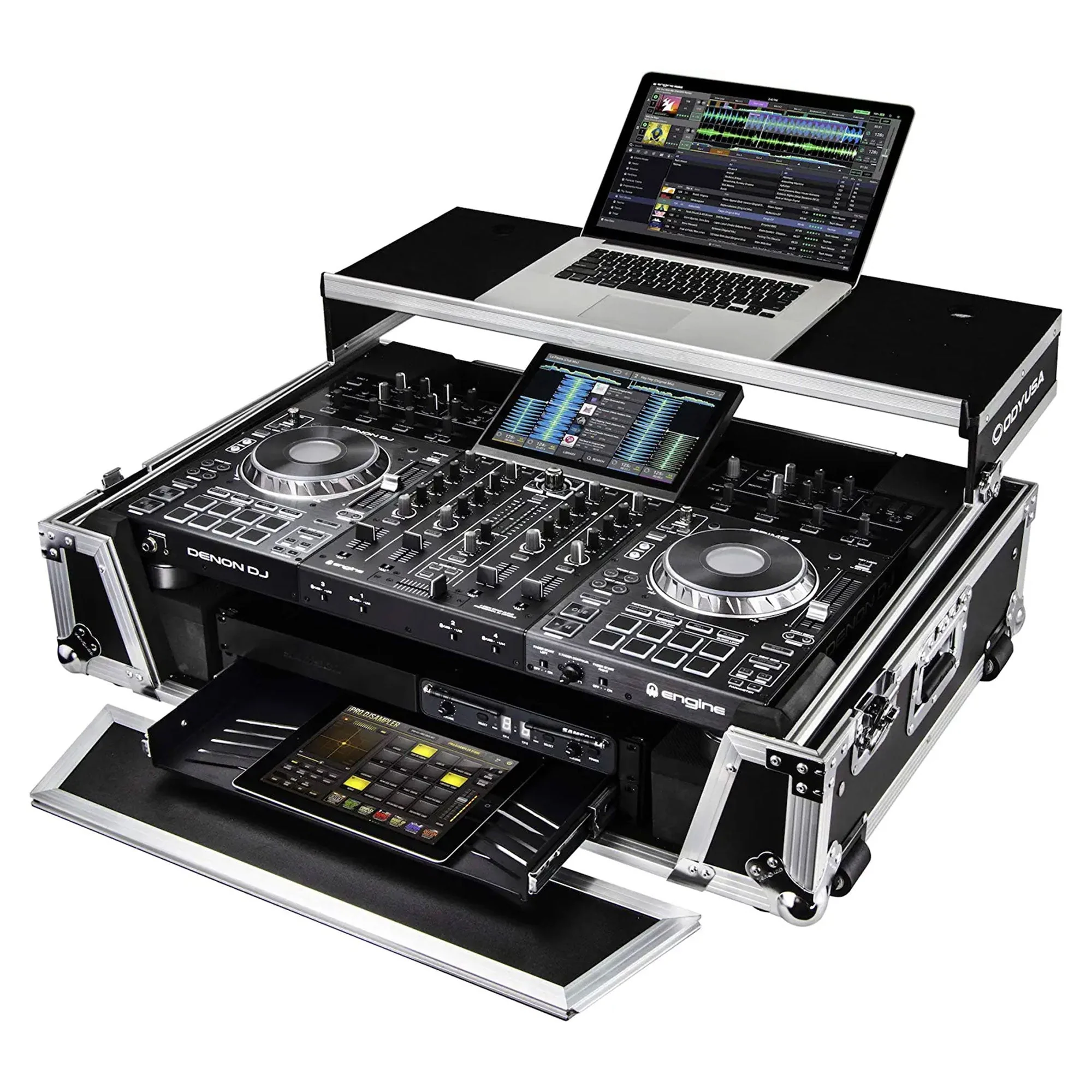 ODYSSEY FZGSPRIME4W2 Denon Prime 4 Flight Zone Case with Laptop Platform & Racks - Image 6