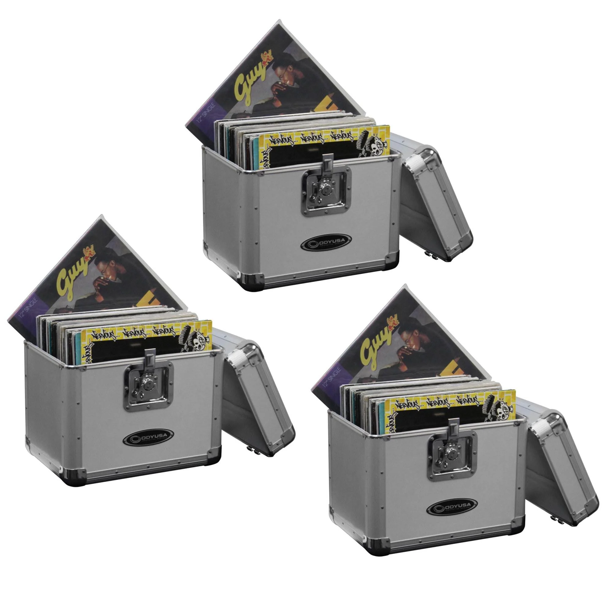 Odyssey KROM Transport Case for 70, 12 Inch Vinyl Records, Silver (3 Pack) - Image 6