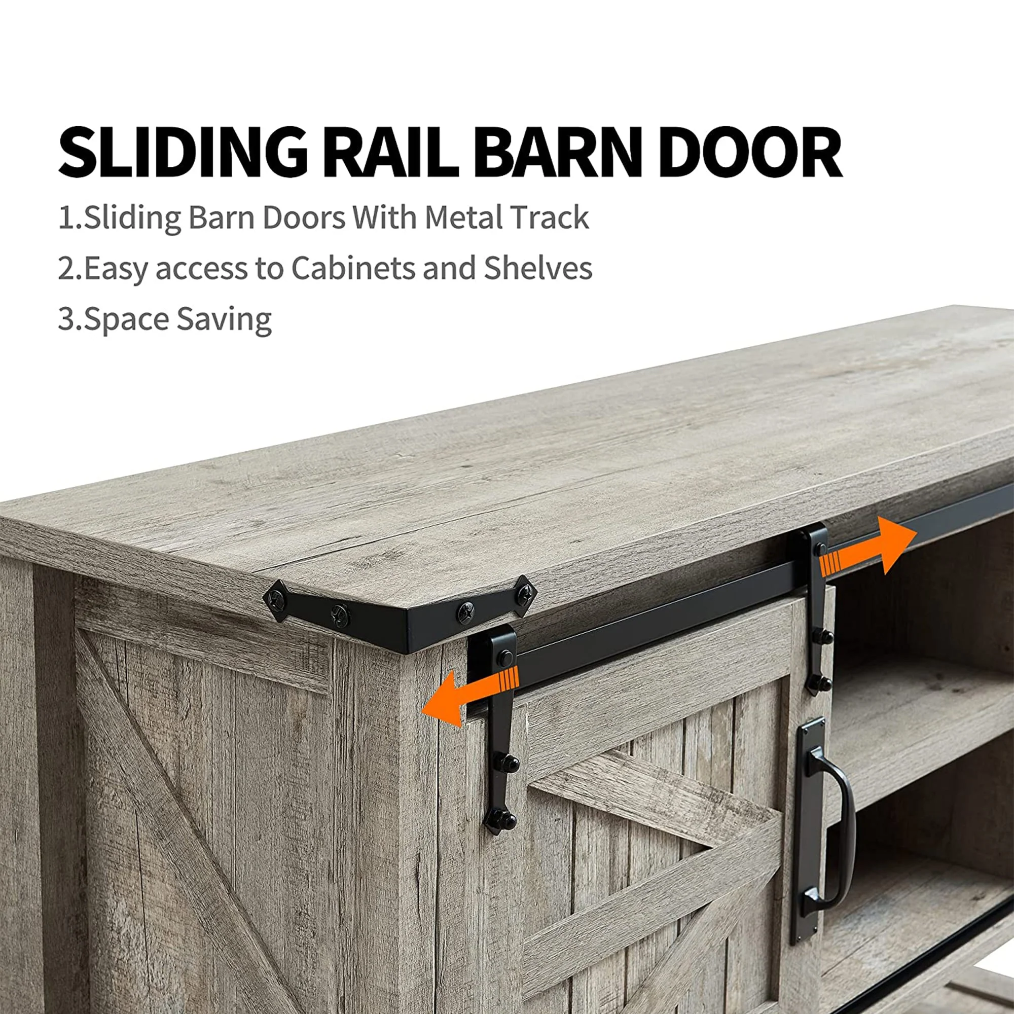 OKD Farmhouse Console Entryway Table with Sliding Barn Doors, Light Rustic Oak - Image 2