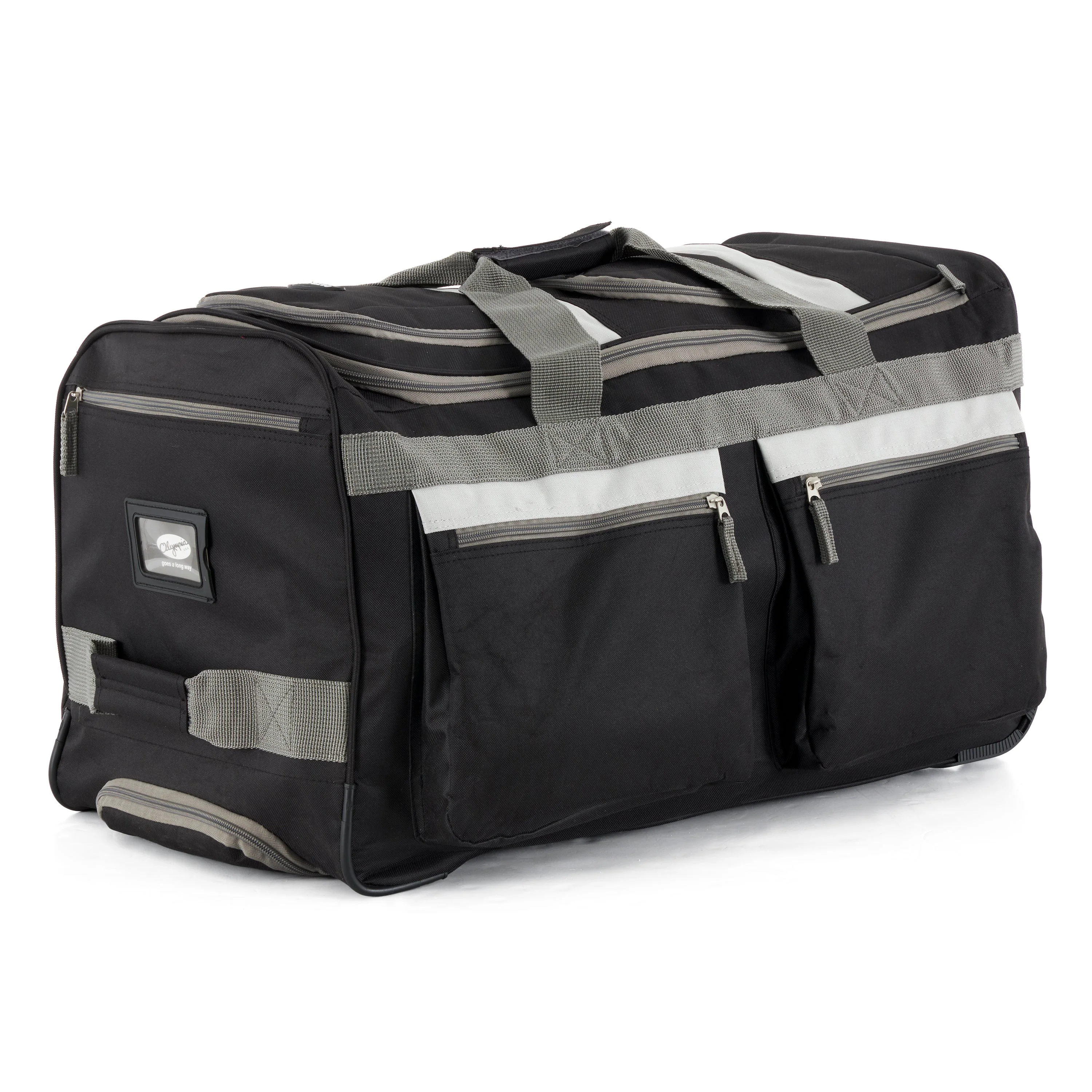 Olympia 22 In 8 Pocket U Shape Rolling Duffel Bag with Retractable Handle, Black - Image 8