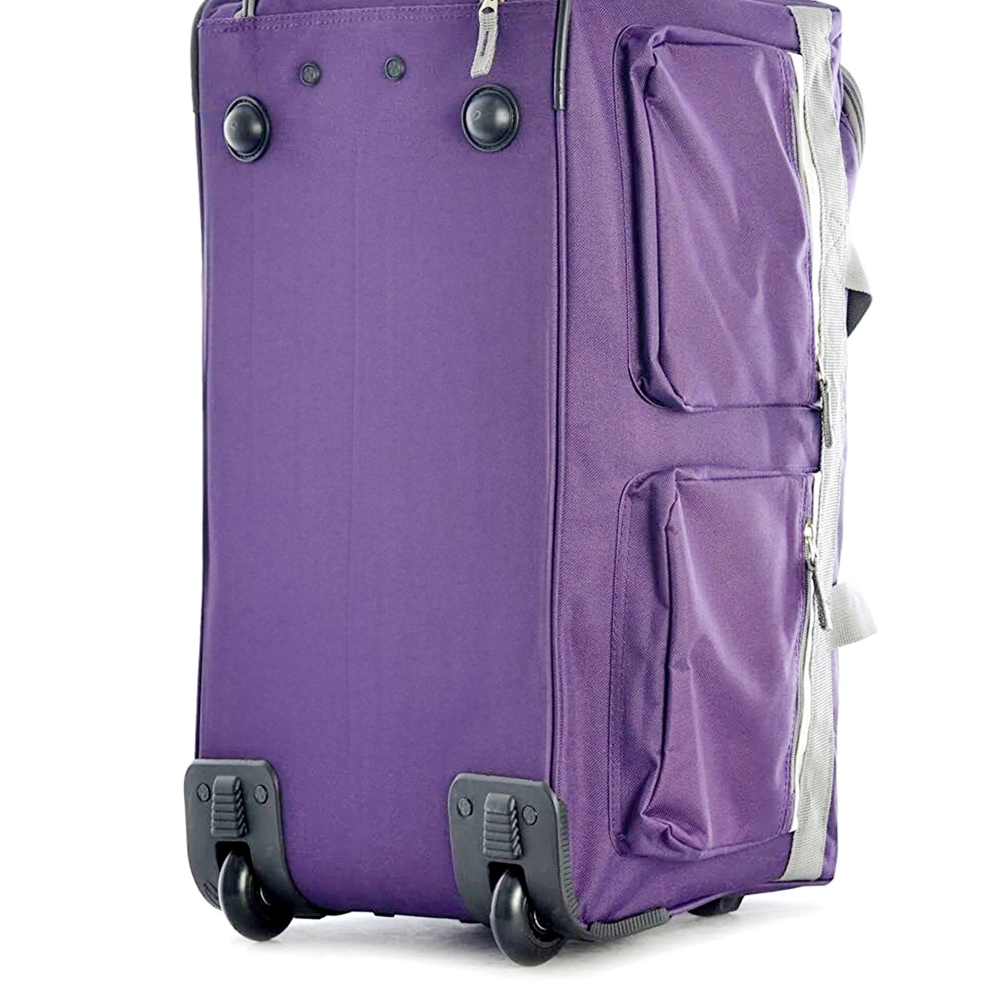 Olympia 33 Inch 8 Pocket U Shape Rolling Duffel Bag with Handle, Dark Lavender - Image 8