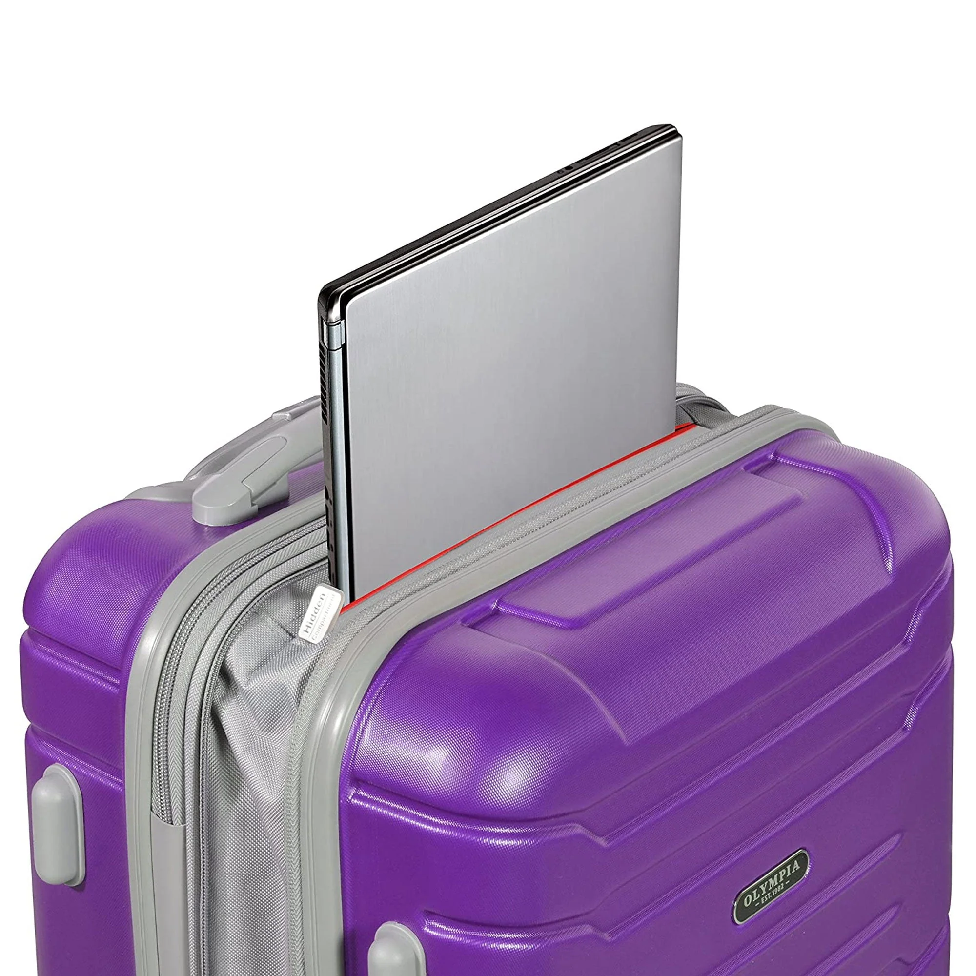 Olympia Denmark 21" Expandable Carry On 4 Wheel Spinner Luggage Suitcase, Purple - Image 6