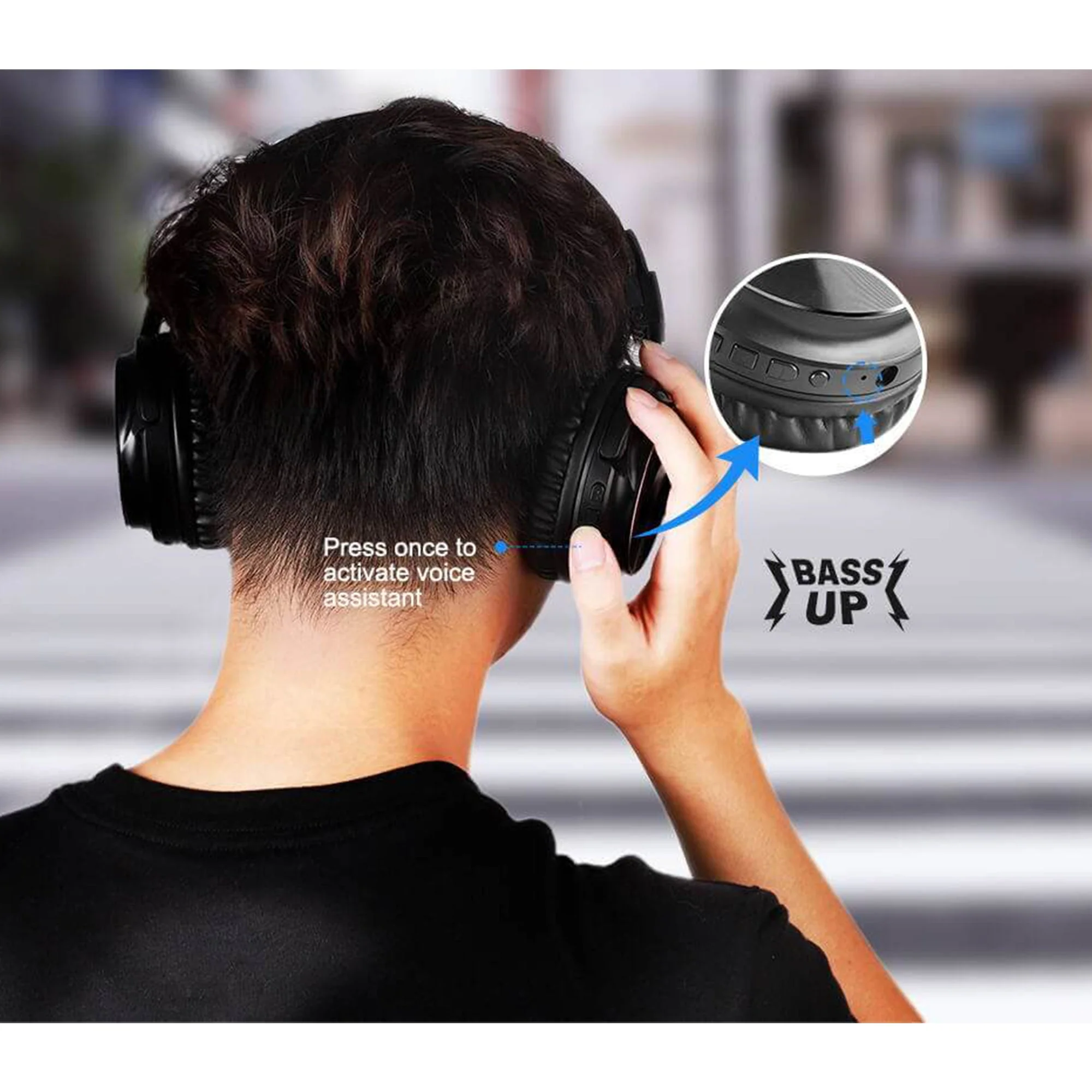 OneOdio A11 Wireless Bluetooth Over the Ear Headphones with Voice Control, Black - Image 6