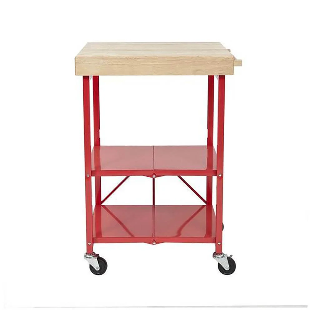 Origami 3 Shelf Kitchen Island Bar Cart with Double Wine Rack Bottle Holder - Image 6