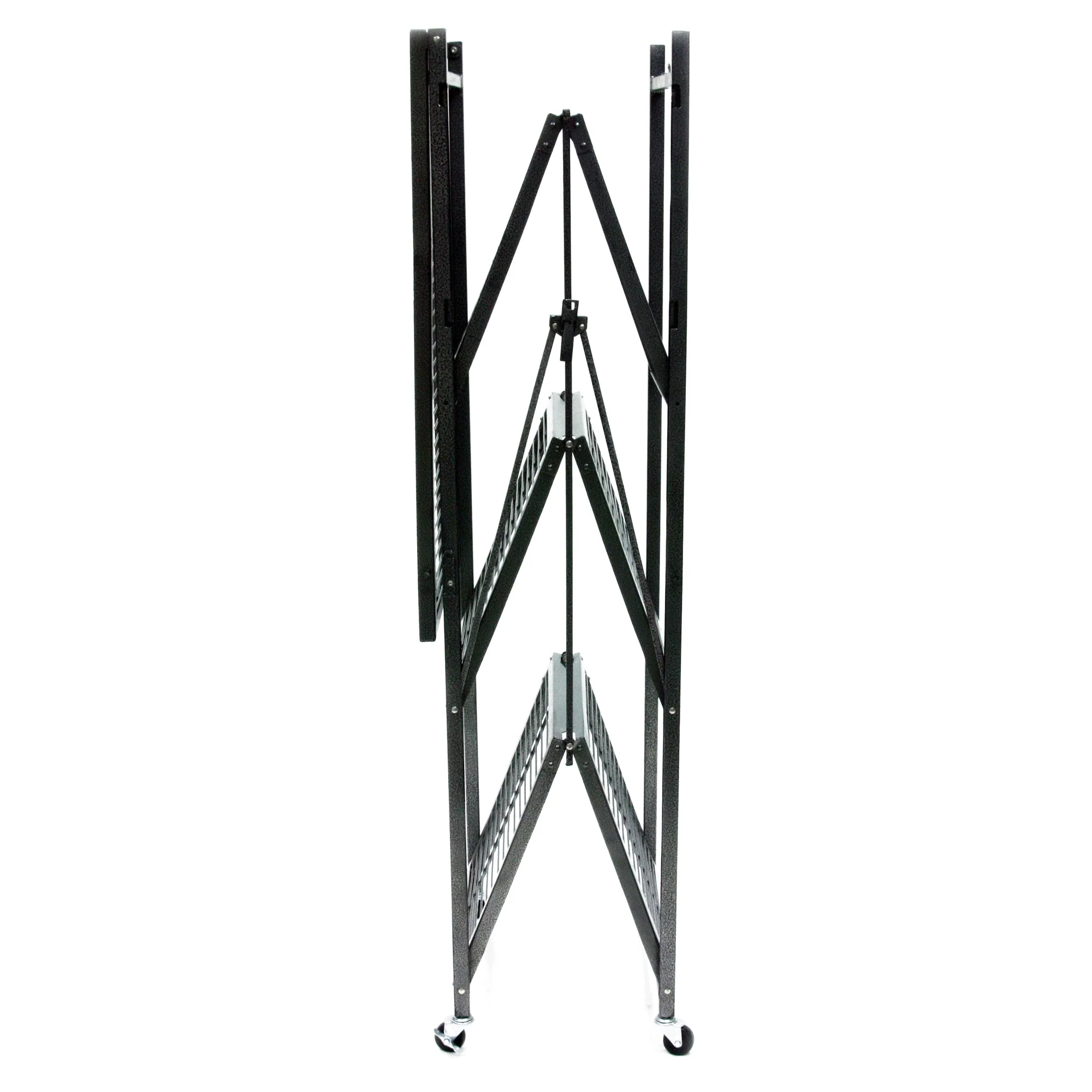 Origami 4 Tier Multipurpose Folding Storage Organizing Rack with Wheels (2 Pack) - Image 7