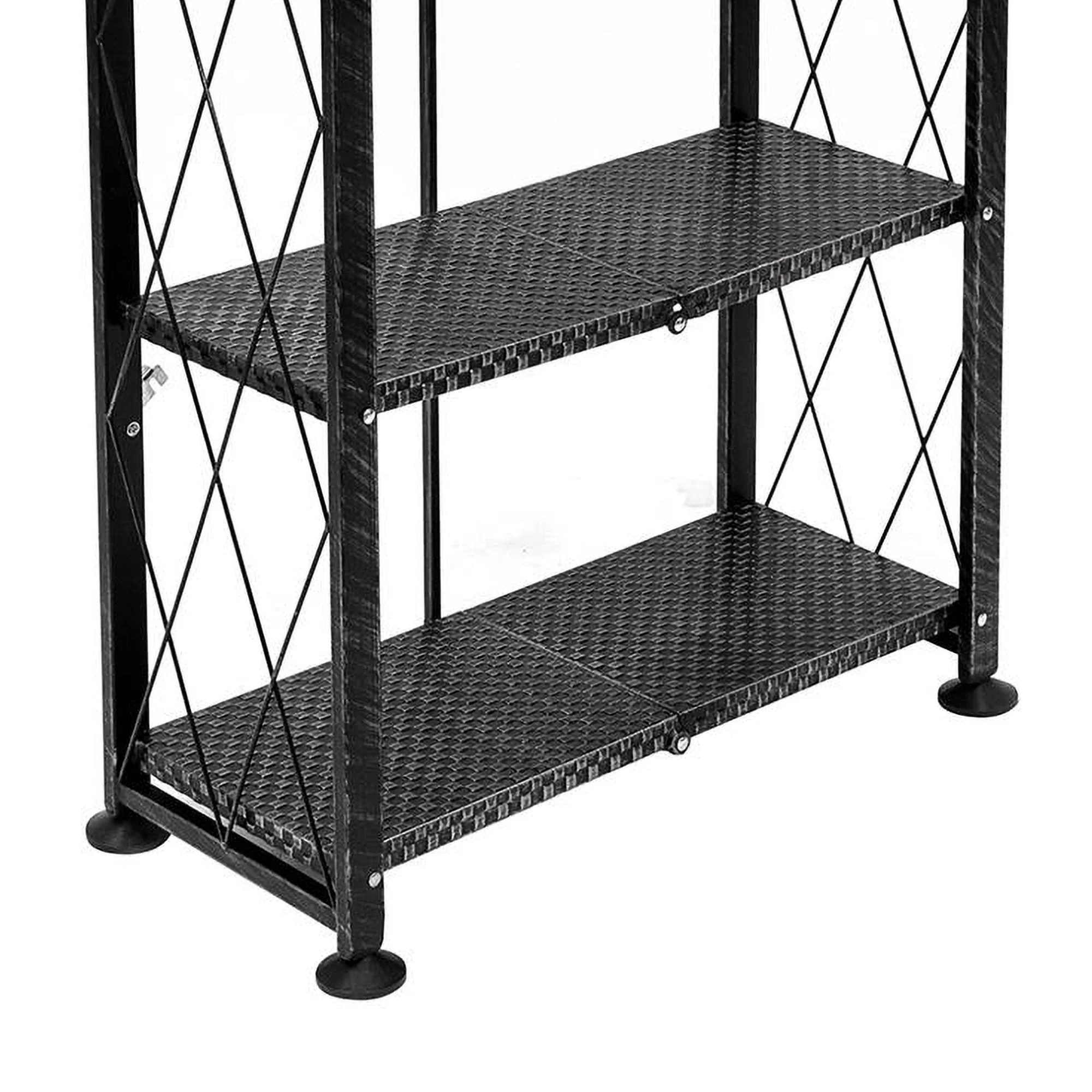 Origami 6 Tier Classic Stamped Steel Bookcase Organizer Storage Rack, Black - Image 8