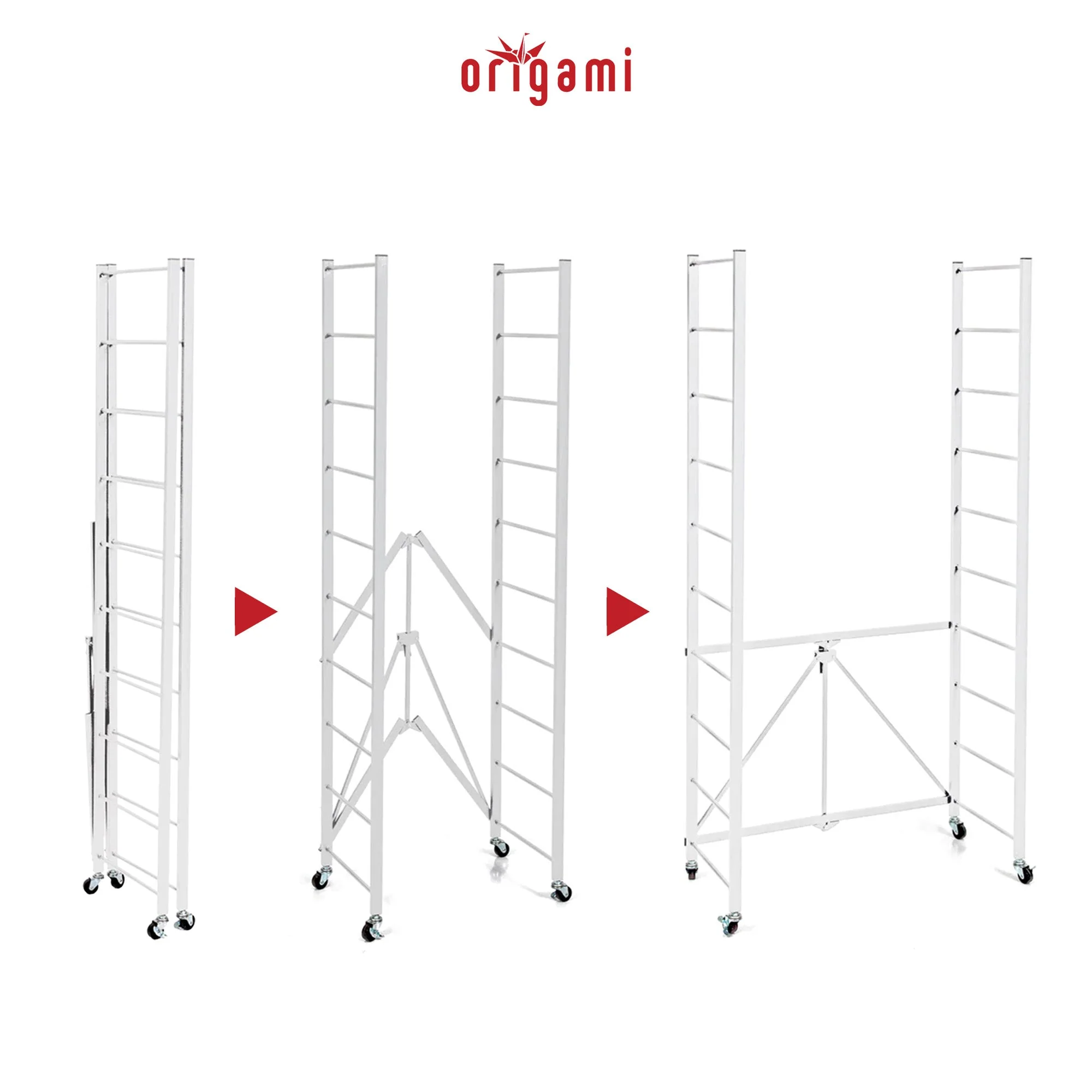 Origami R2 Series Folding Steel Storage Rack with Adjustable Shelves, White - Image 6