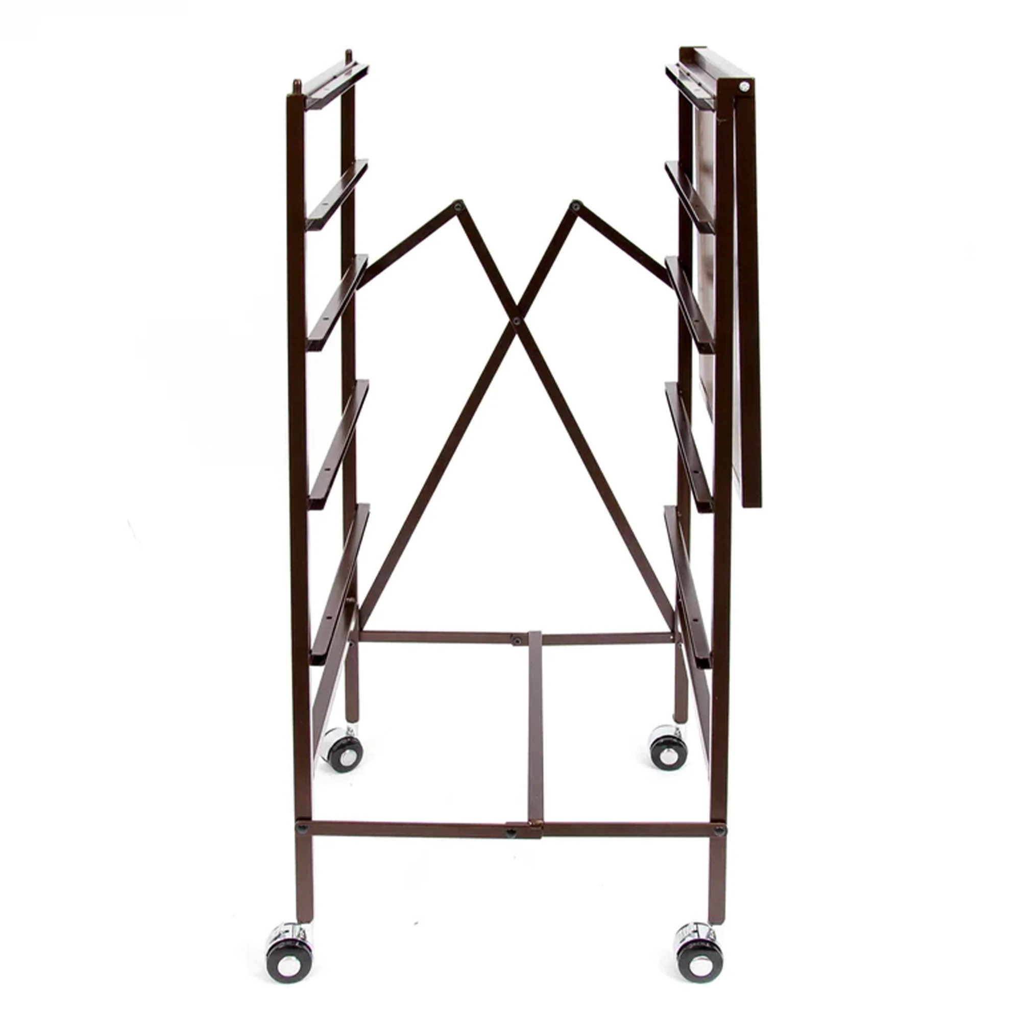 Origami Wheeled Folding Steel 5 Drawer Storage Kitchen Cart Wood Top, Bronze - Image 3