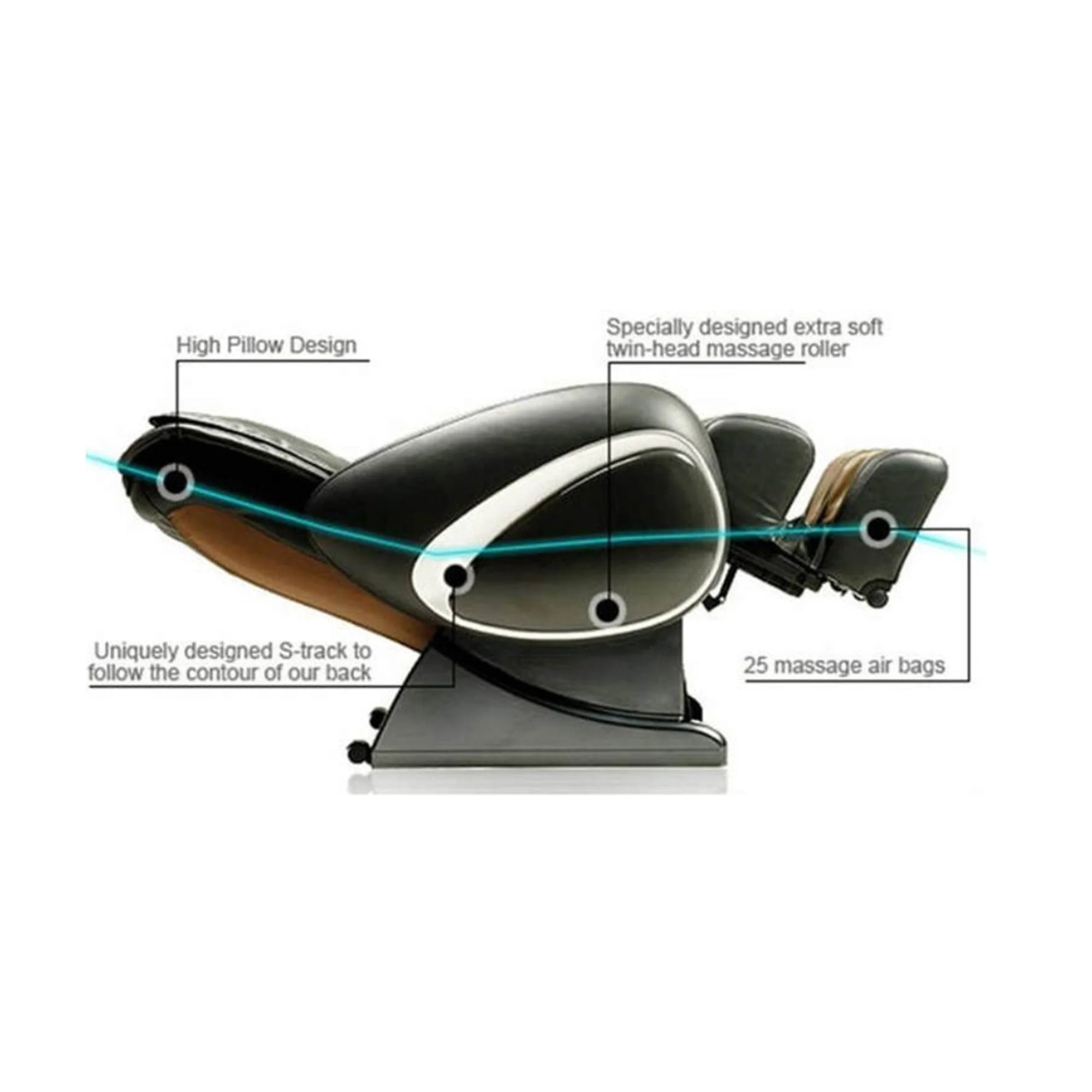 Osaki OS-4000T Zero Gravity Computer Body Scan Reclining Massage Chair, Brown - Image 2