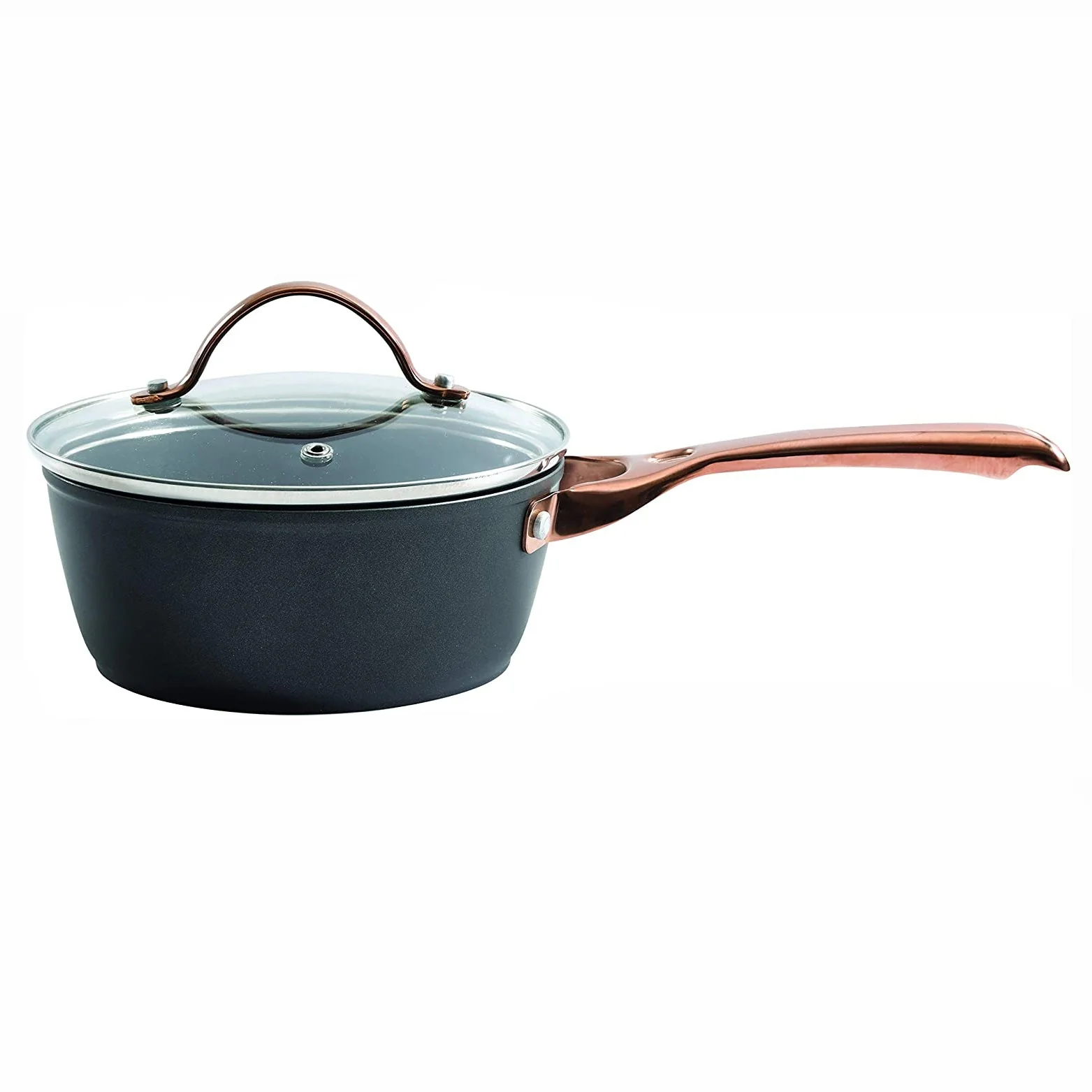 Oster Allsberg Non Stick Aluminum 10 Piece Cookware Set w/ Rose Gold Handles - Image 2
