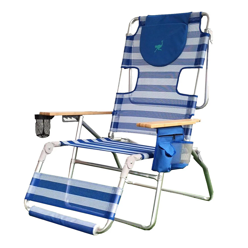 Ostrich 3-N-1 Altitude Outdoor Reclining Patio Beach Lounge Chair, Blue (4 Pack) - Image 2