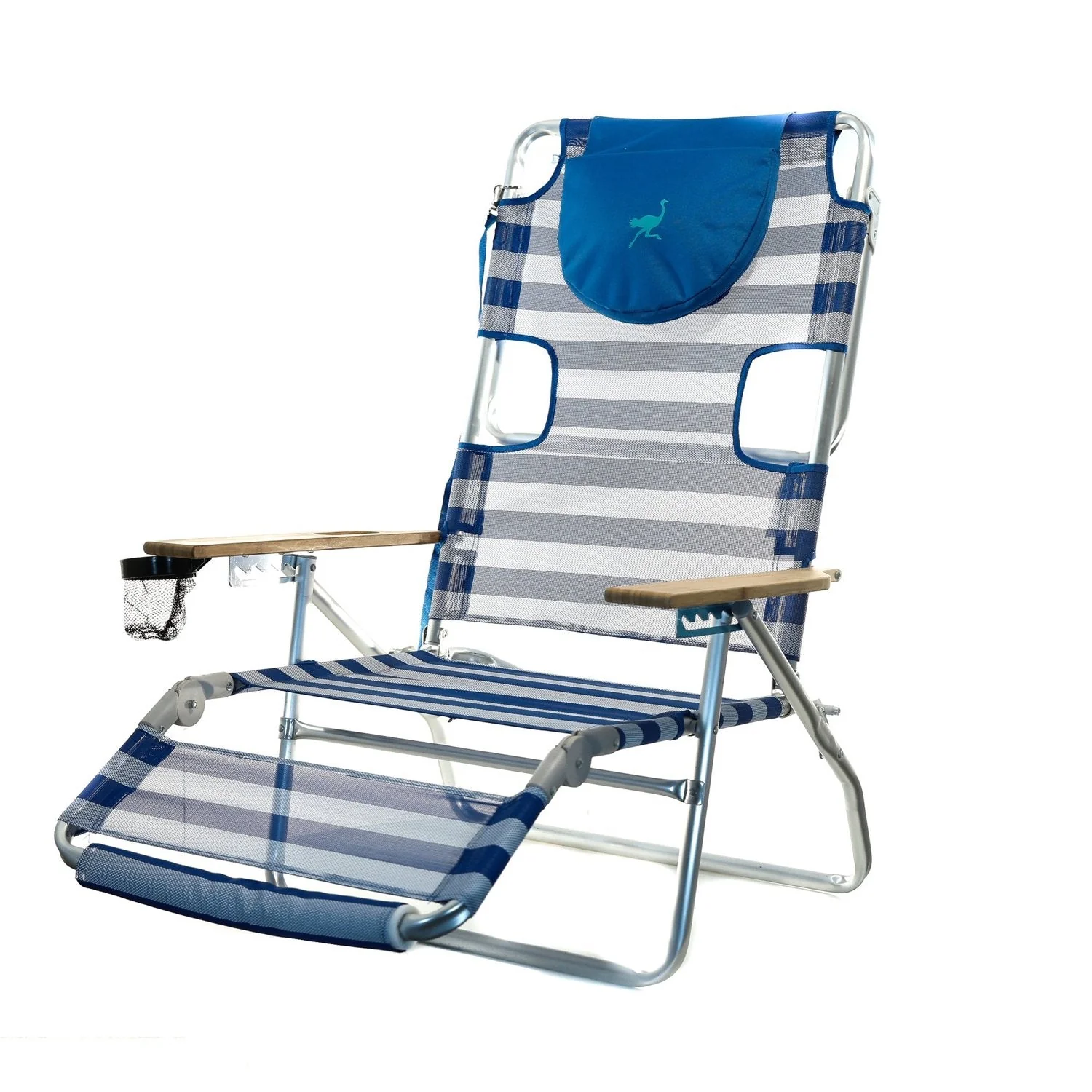 Ostrich 3-N-1 Aluminum Multi-Position Reclining Beach Chair, Striped (2 Pack) - Image 6