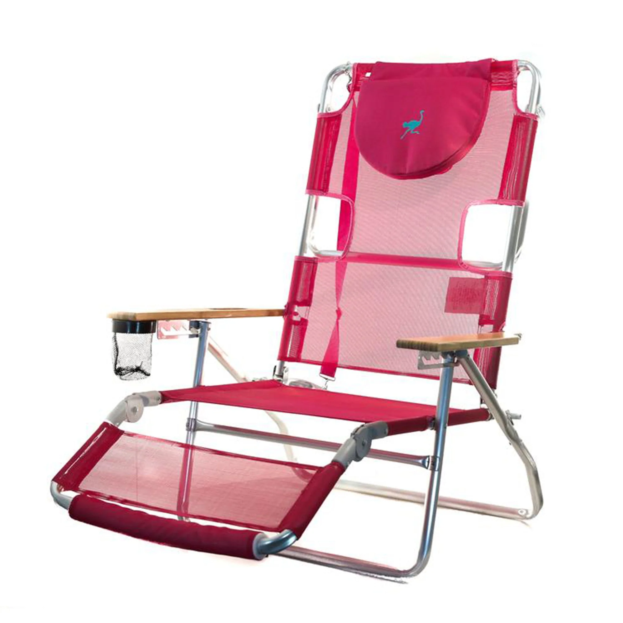 Ostrich Altitude 3 in 1 16 Inch Tall Lounge Reclining Beach Chair, Pink (2 Pack) - Image 2