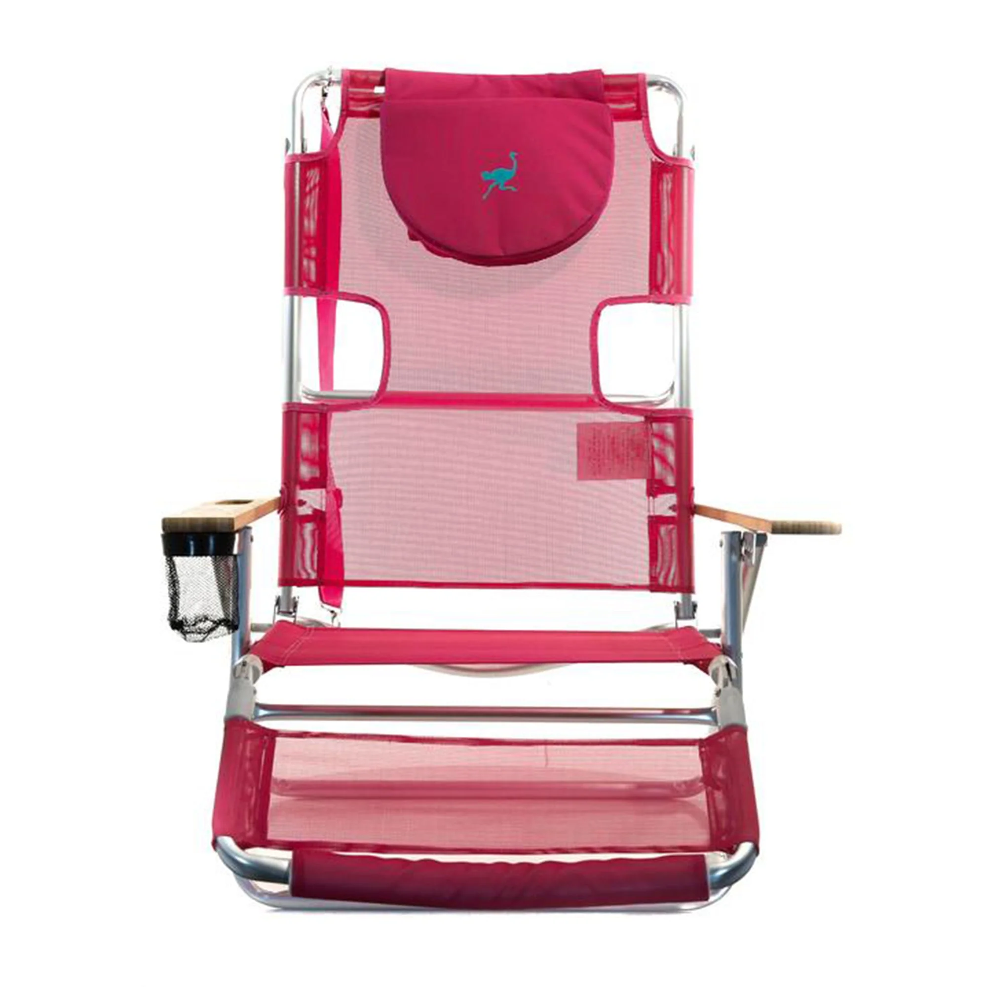 Ostrich Altitude 3 in 1 16 Inch Tall Lounge Reclining Beach Chair, Pink (2 Pack) - Image 3