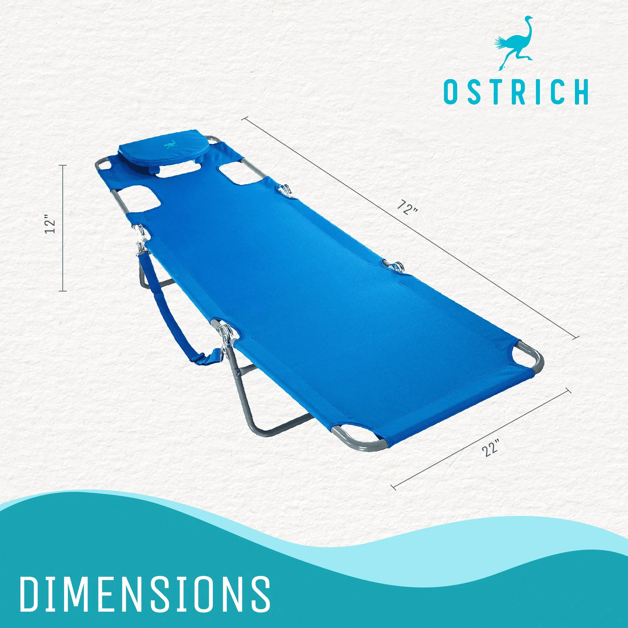 Ostrich Chaise Beach Lounger & Ladies Comfort On Your Back Beach Chair, Blue - Image 11